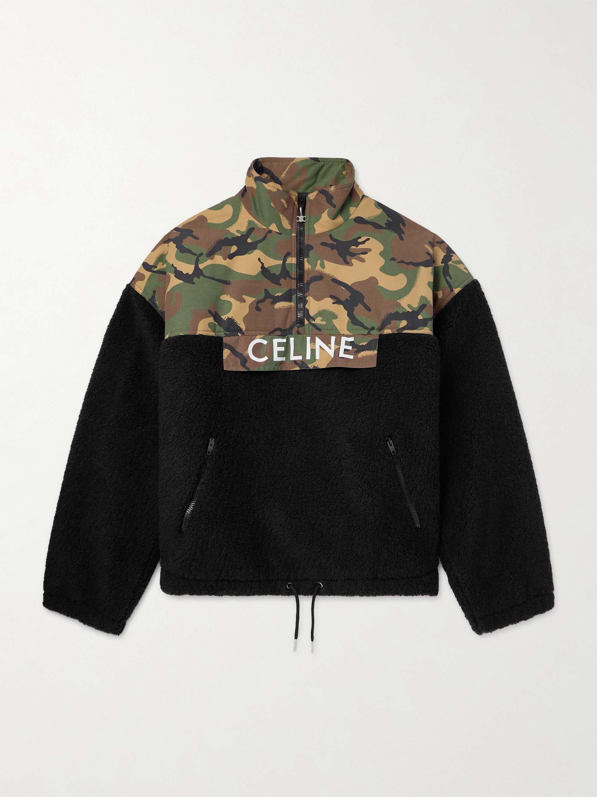 Logo and Camouflage-Print Ripstop-Trimmed Fleece Jacket view