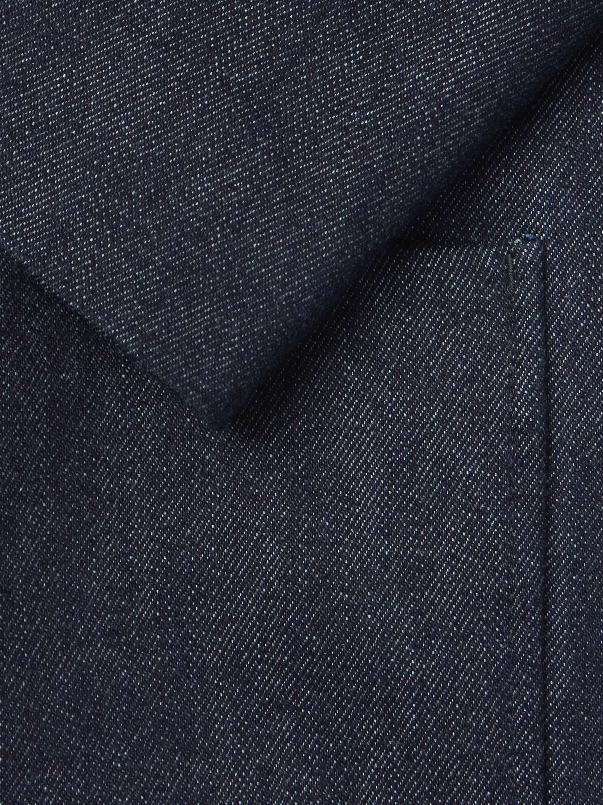 Spagna Leather-Trimmed Cotton and Cashmere-Blend Denim Jacket view