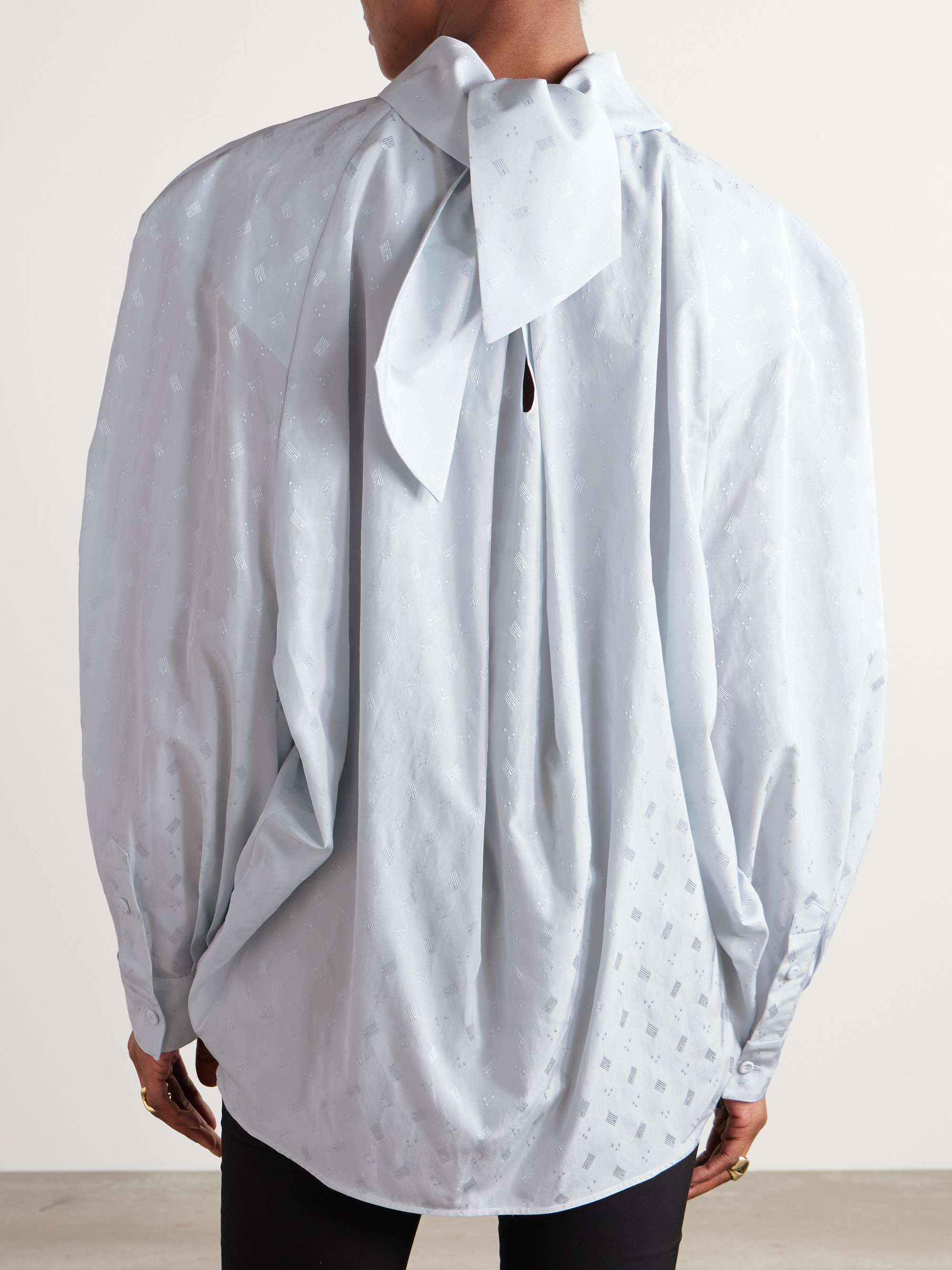 Oversized jacquard poplin blouse view