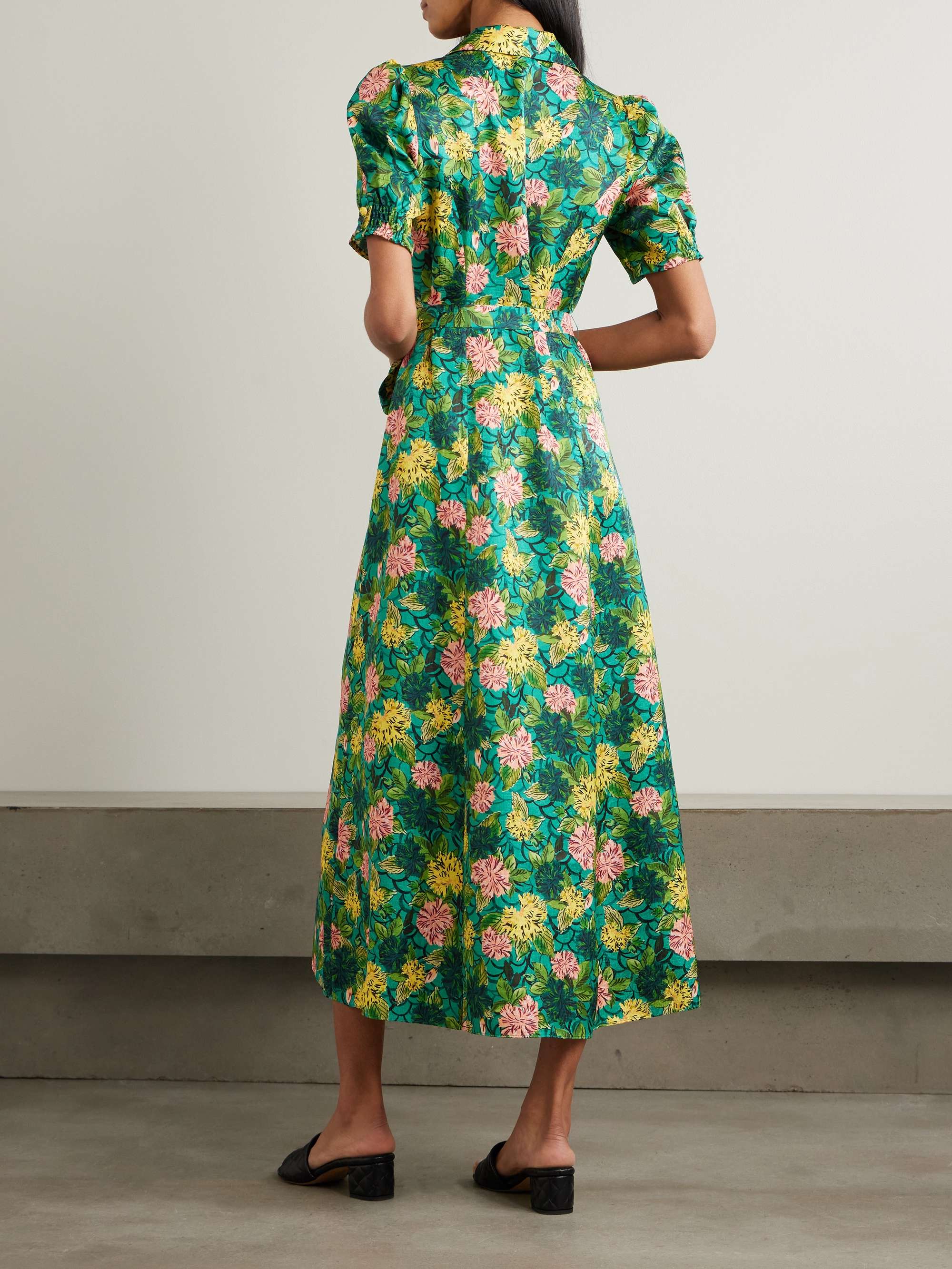Vanessa D belted printed silk midi shirt dress view