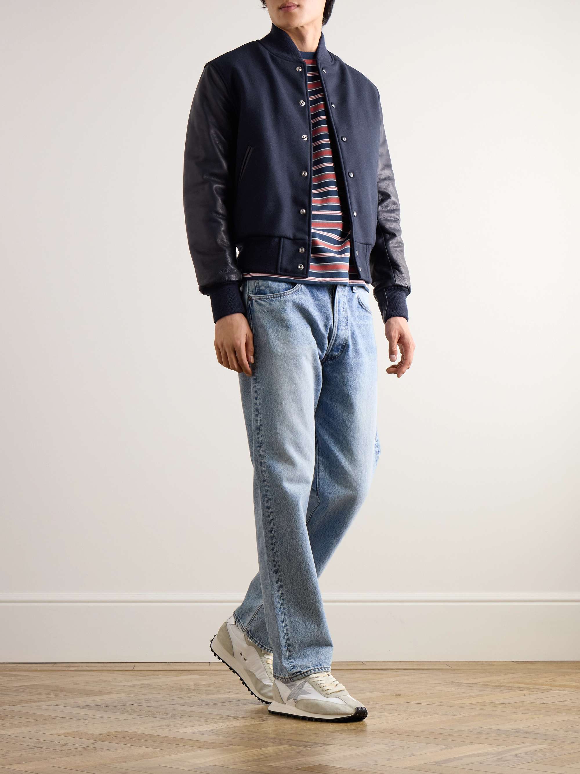The Albany Wool-Blend and Leather Varsity Jacket view