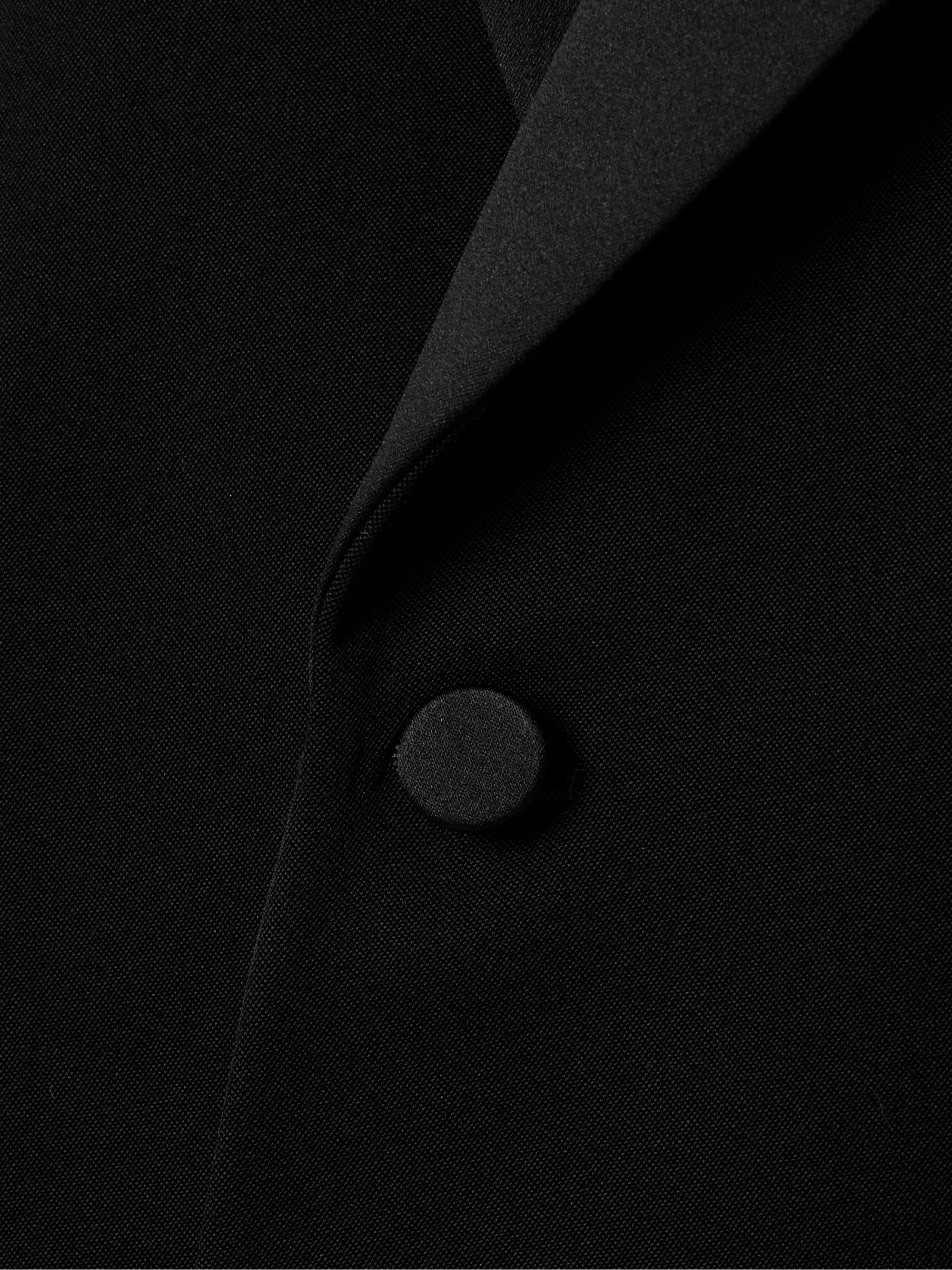 Satin-trimmed wool blazer view