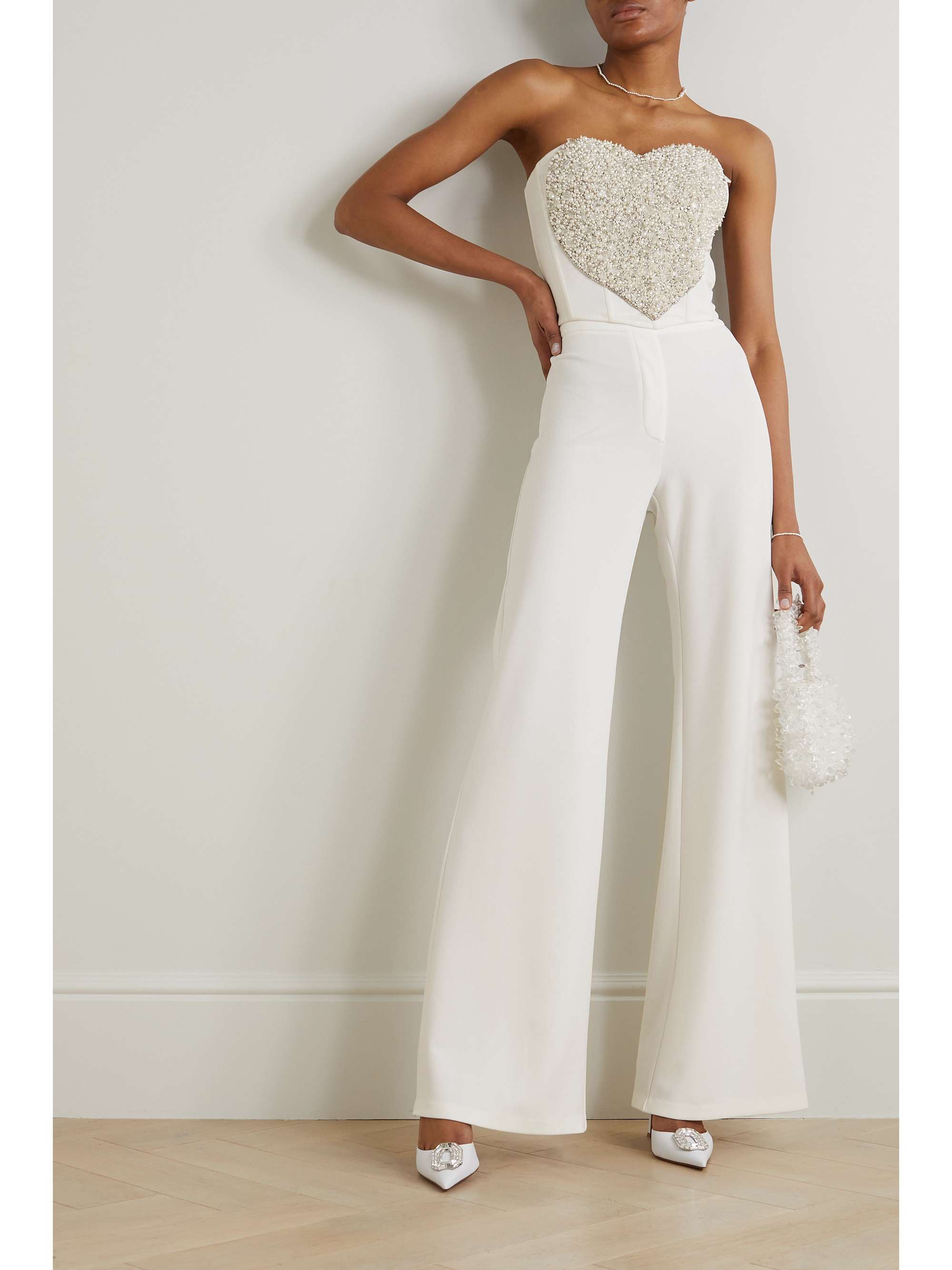 Stretch-crepe wide-leg pants view