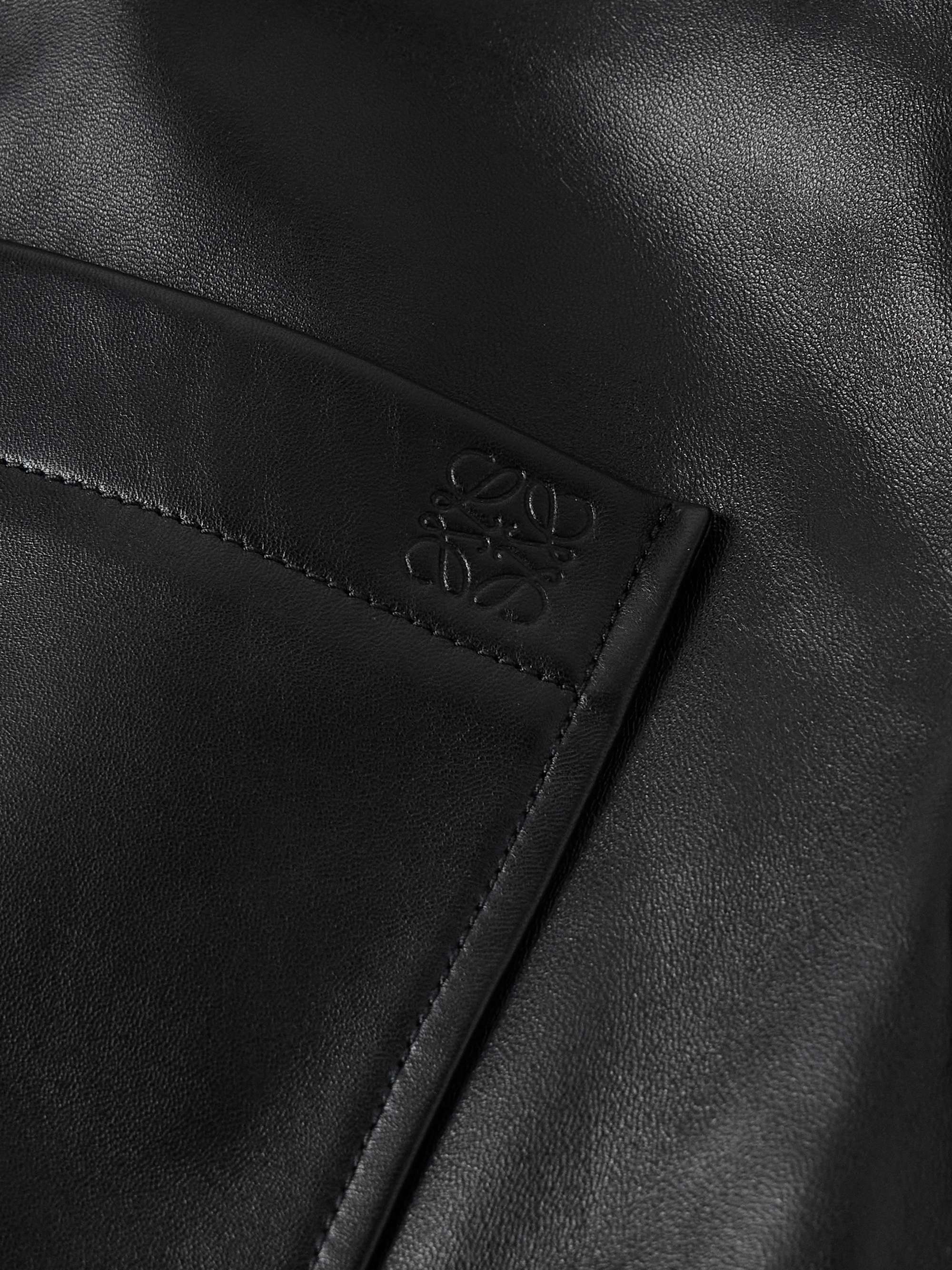 Logo-Debossed Leather Overshirt view