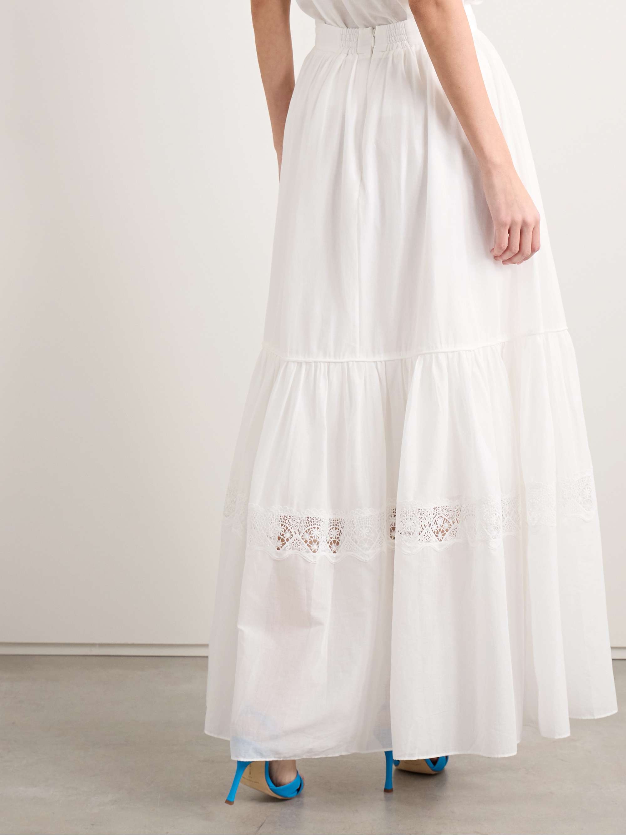 Chant crochet-trimmed cotton-voile maxi skirt view