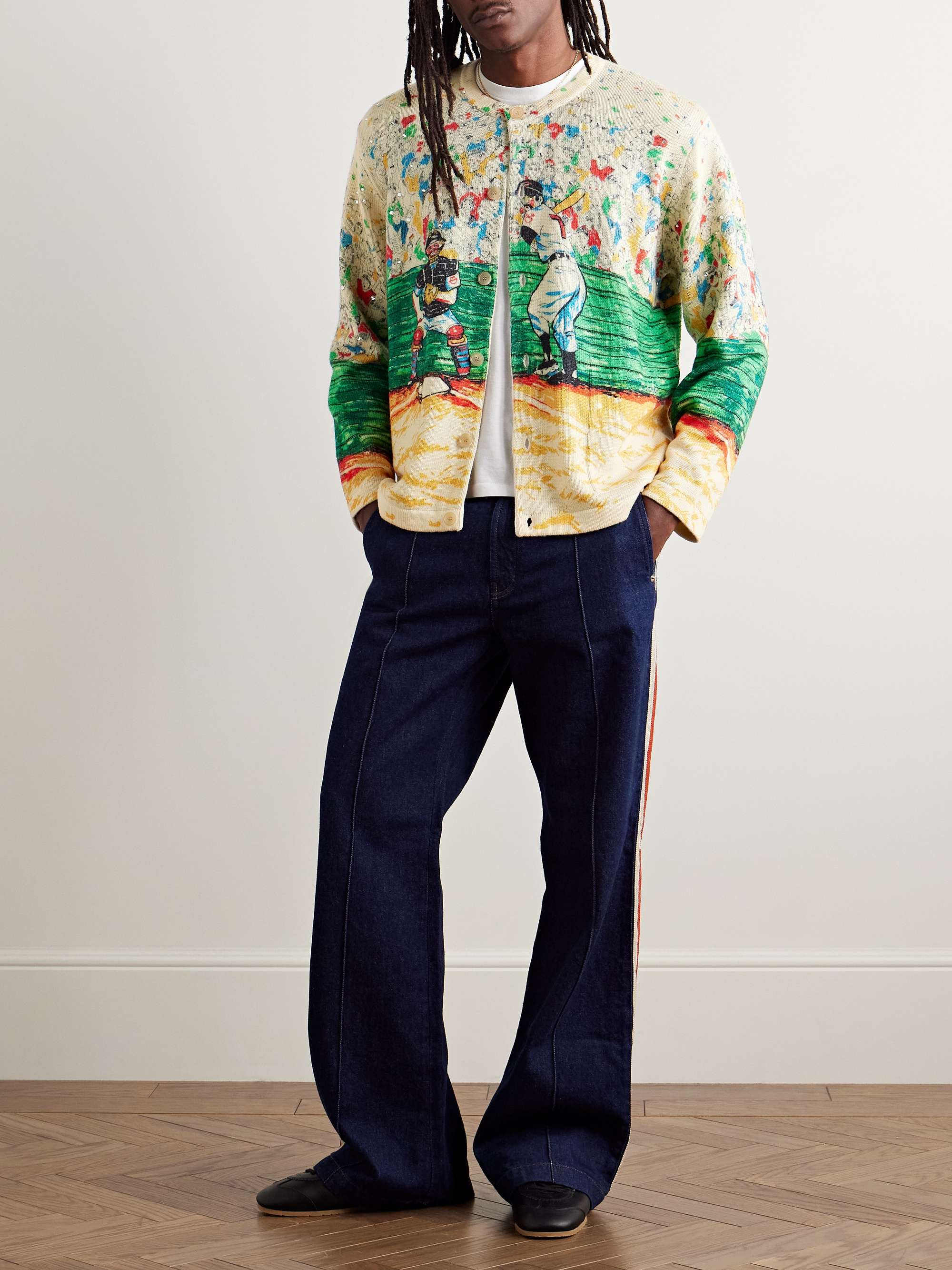Slugger Crystal-Embellished Printed Merino Wool Cardigan view