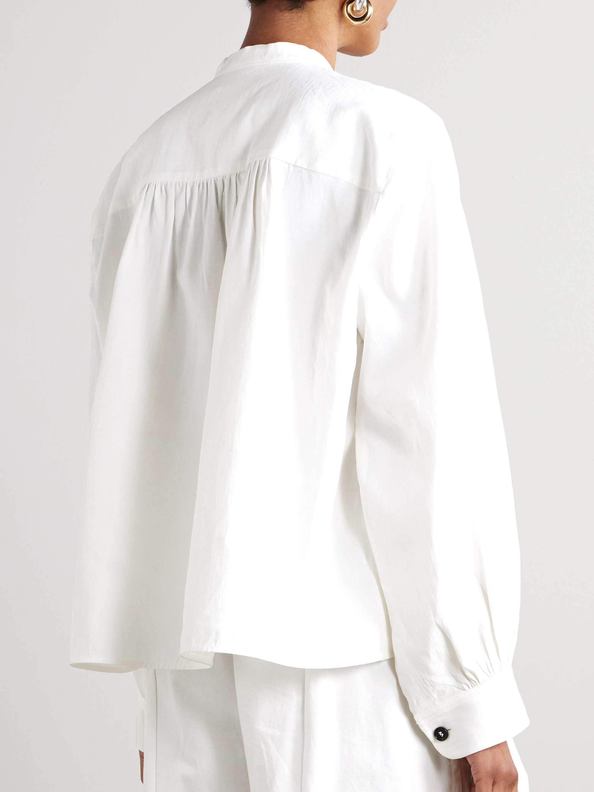 Pintucked linen shirt view