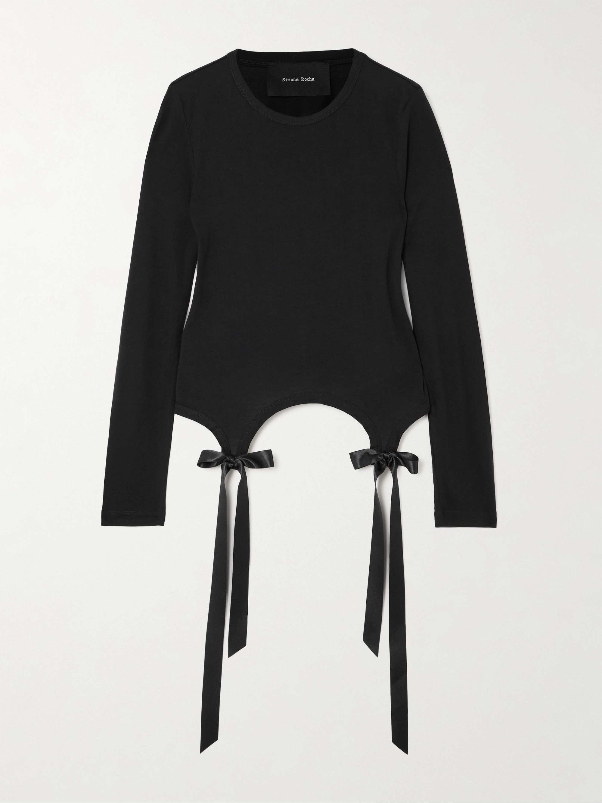 Bow-detailed Lyocell-jersey T-shirt view