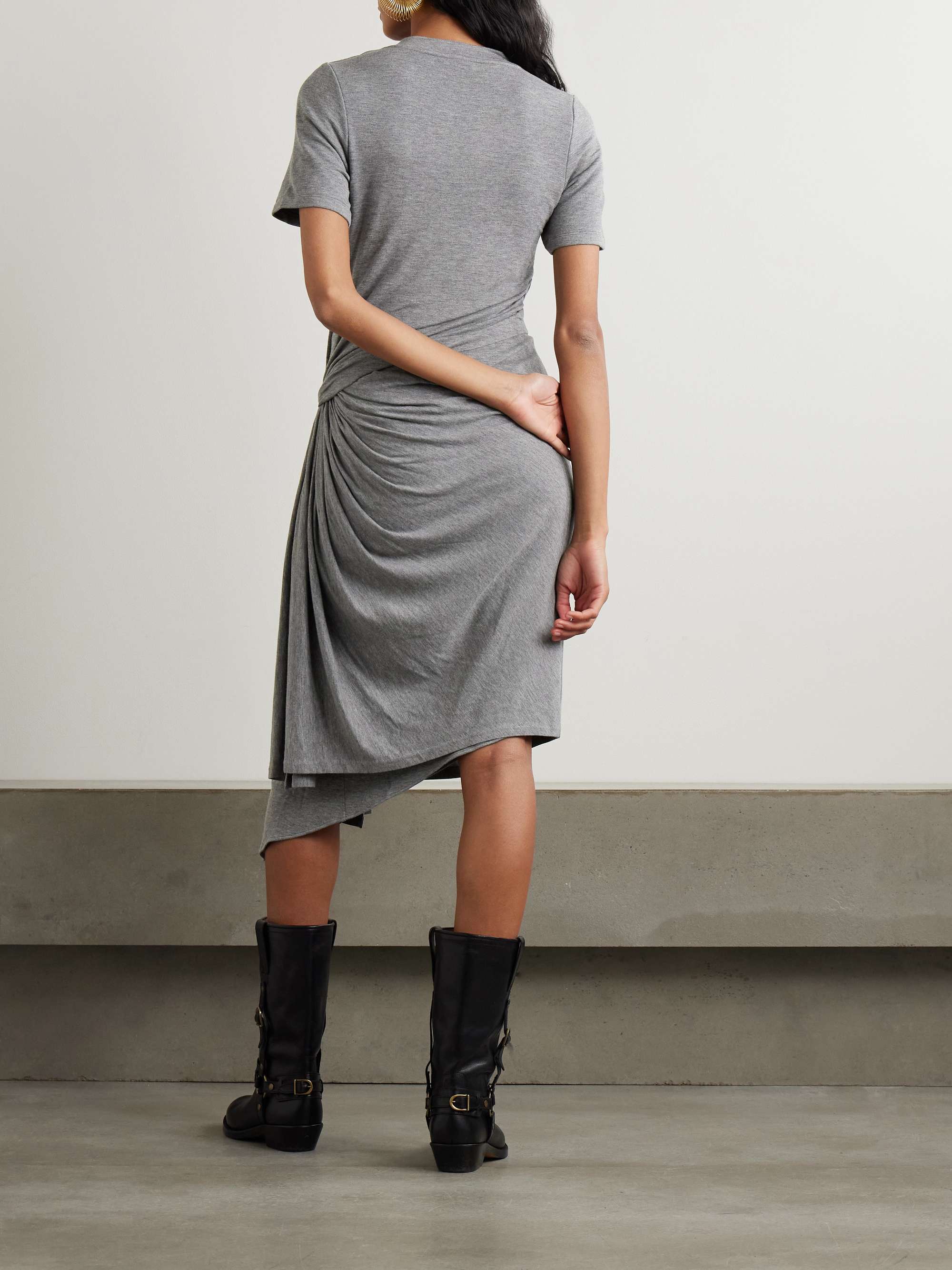 Asymmetric knotted jersey midi dress view