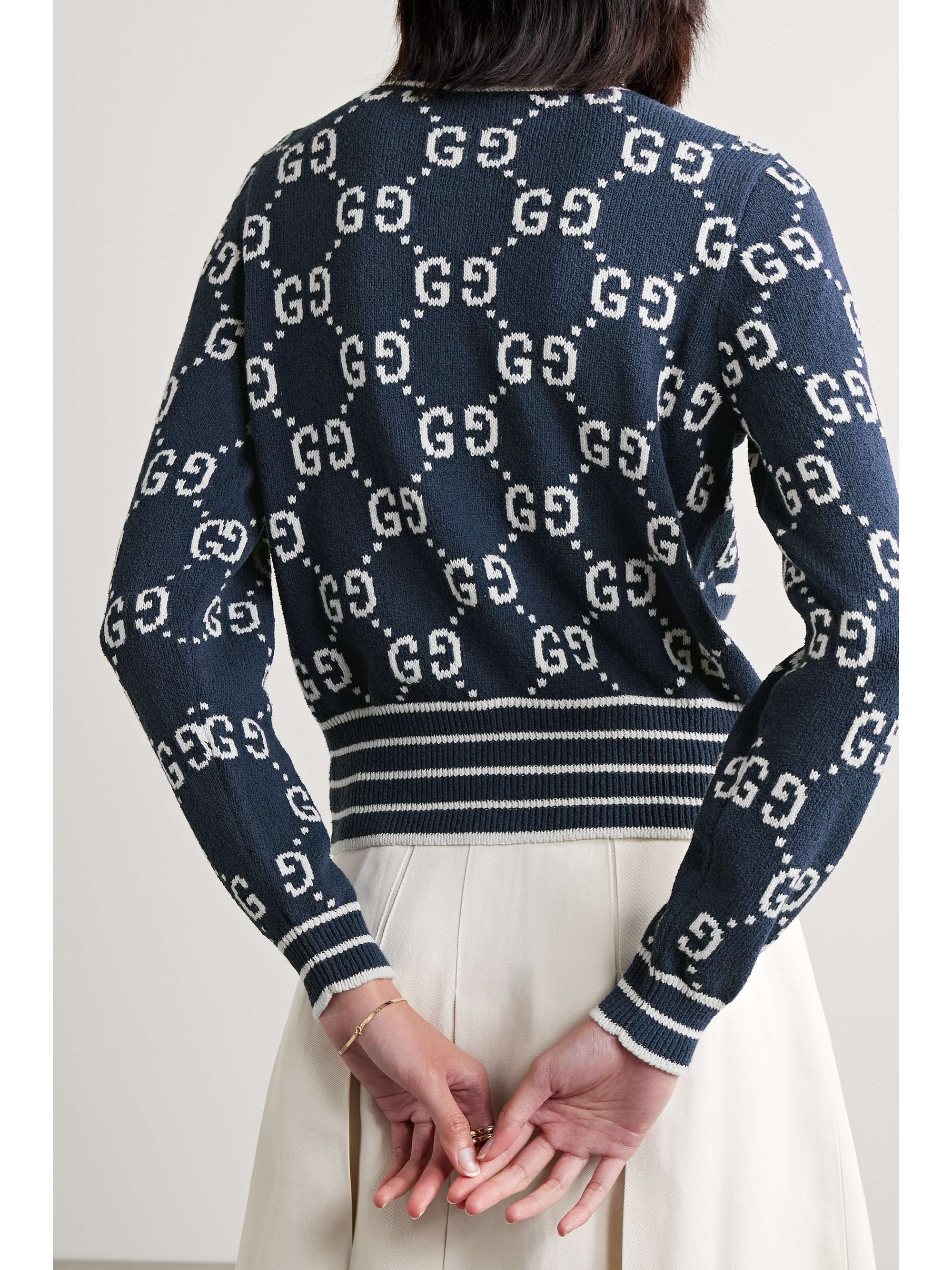 Cotton-blend jacquard cardigan view