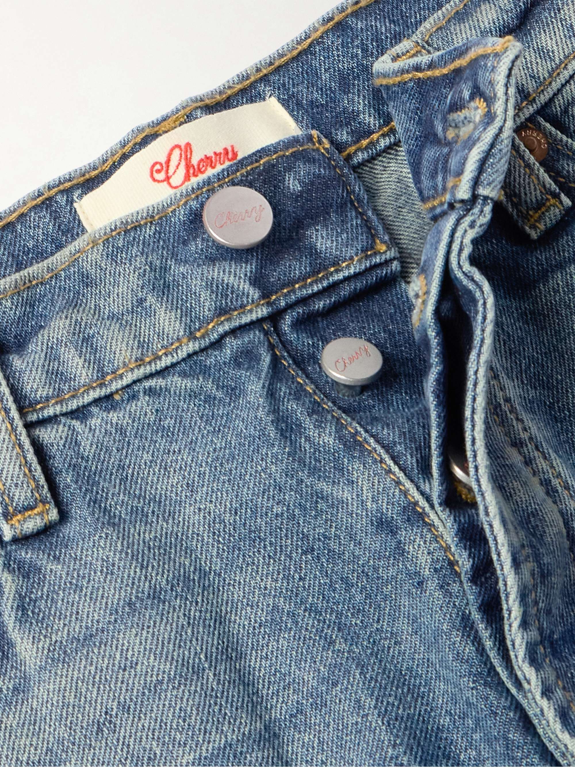 Wide-Leg Logo-Embroidered Paint-Splattered Jeans view
