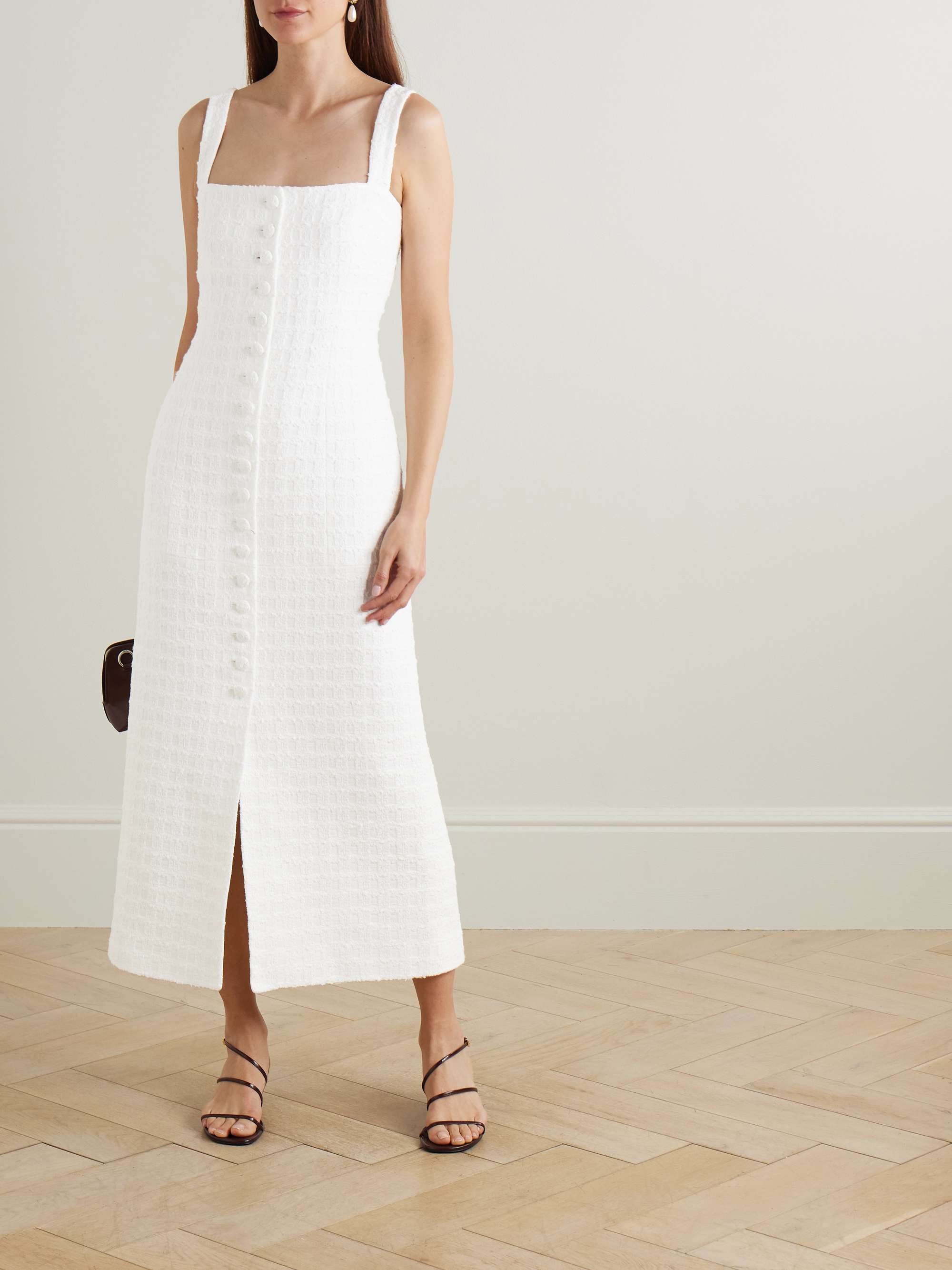 Joan checked cotton-blend tweed midi dress view