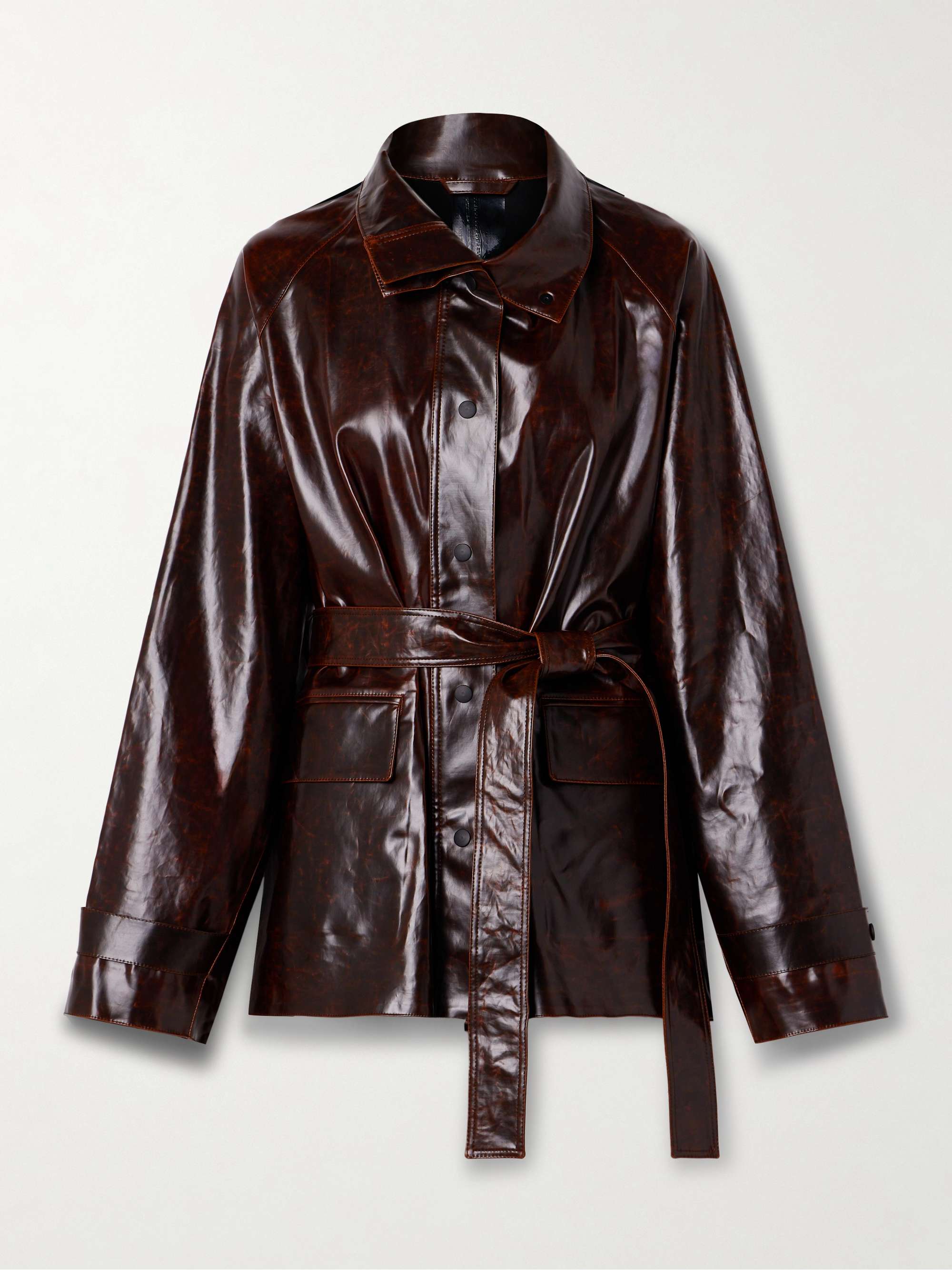 Finch belted coated cotton-blend jacket view
