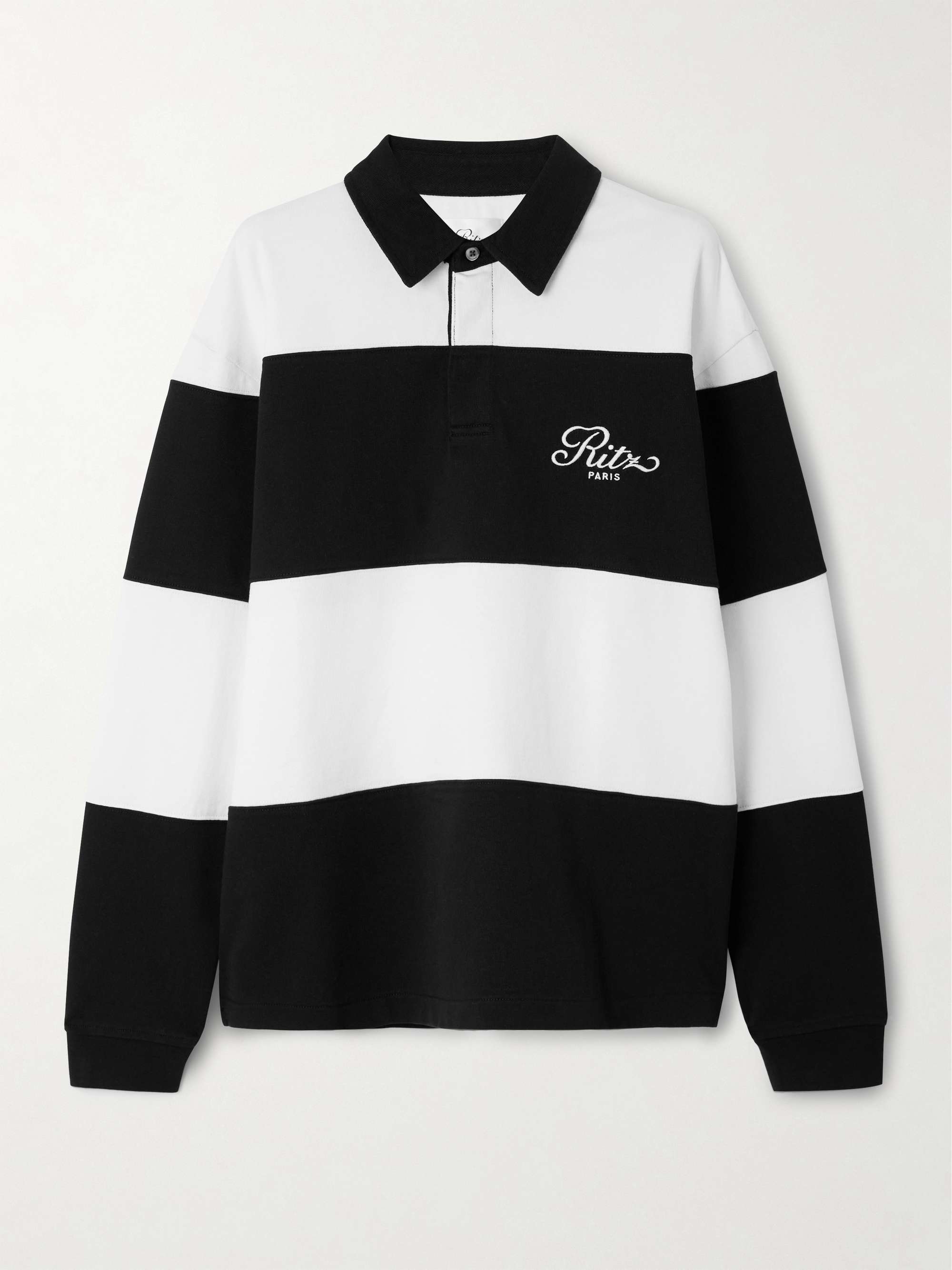+ Ritz Paris embroidered striped cotton-jersey polo shirt view