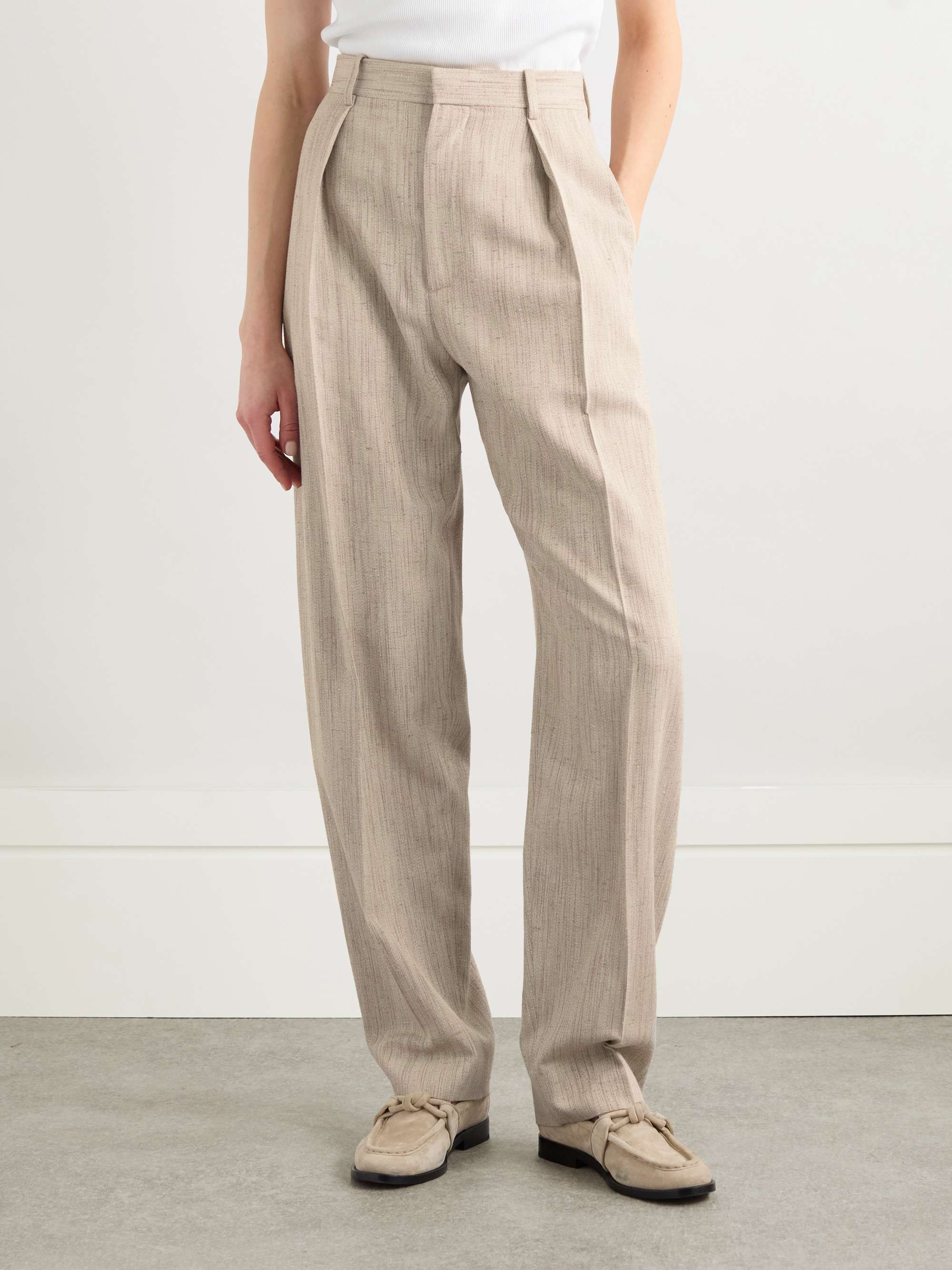 Pleated canvas tapered pants view