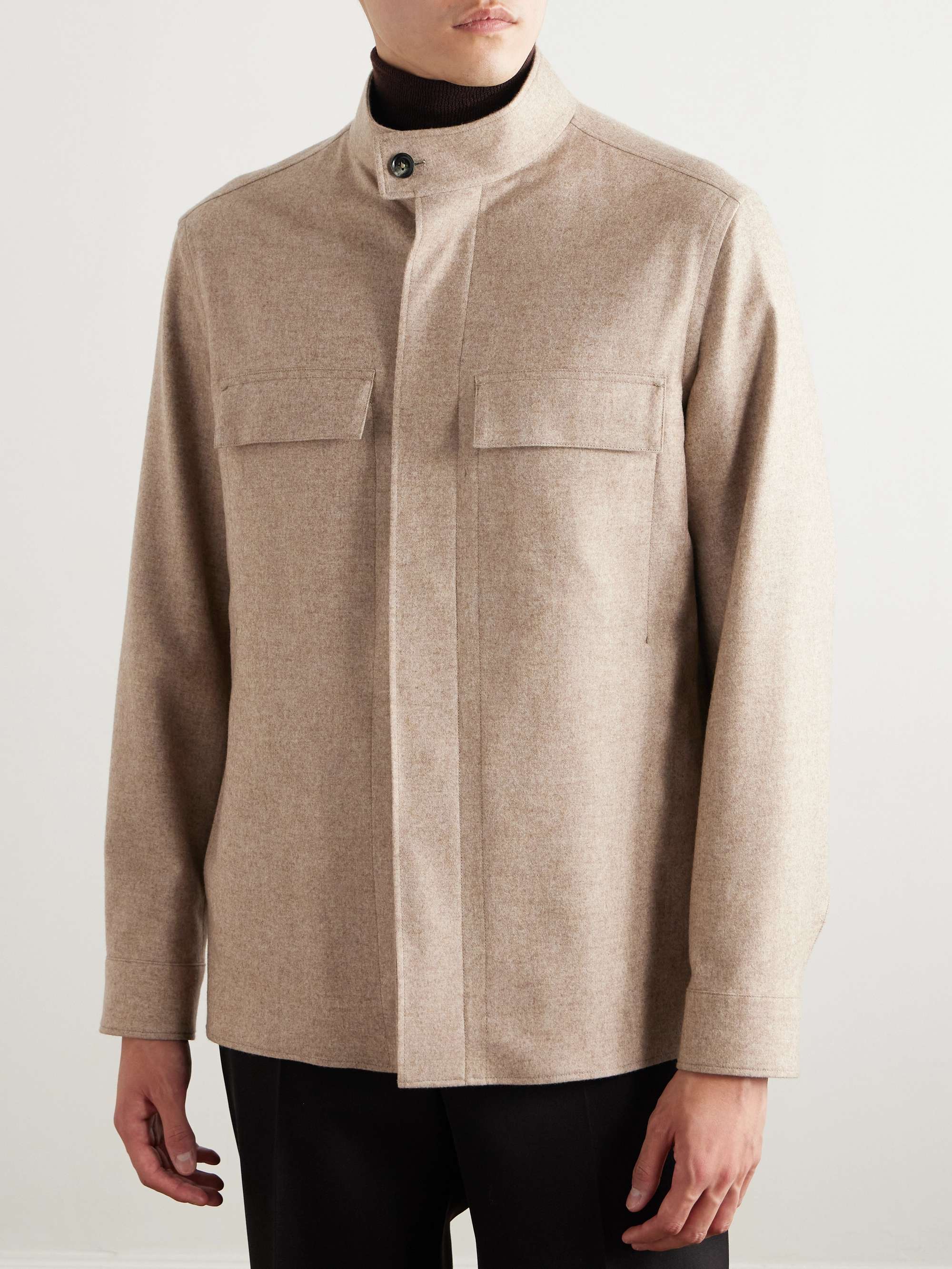 Grandad-Collar Cashmere Overshirt view