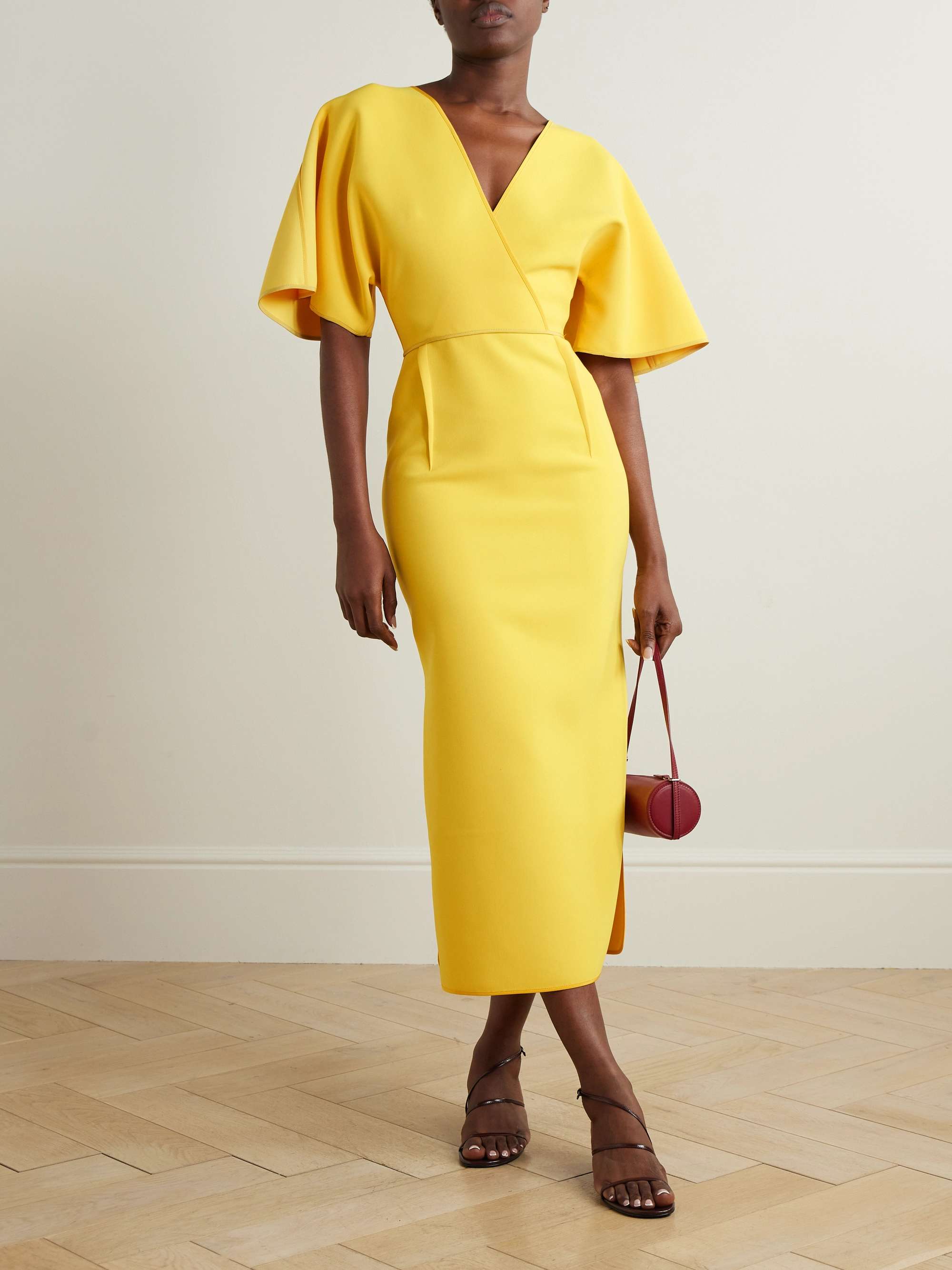 Benefit wrap-effect pleated crepe midi dress view