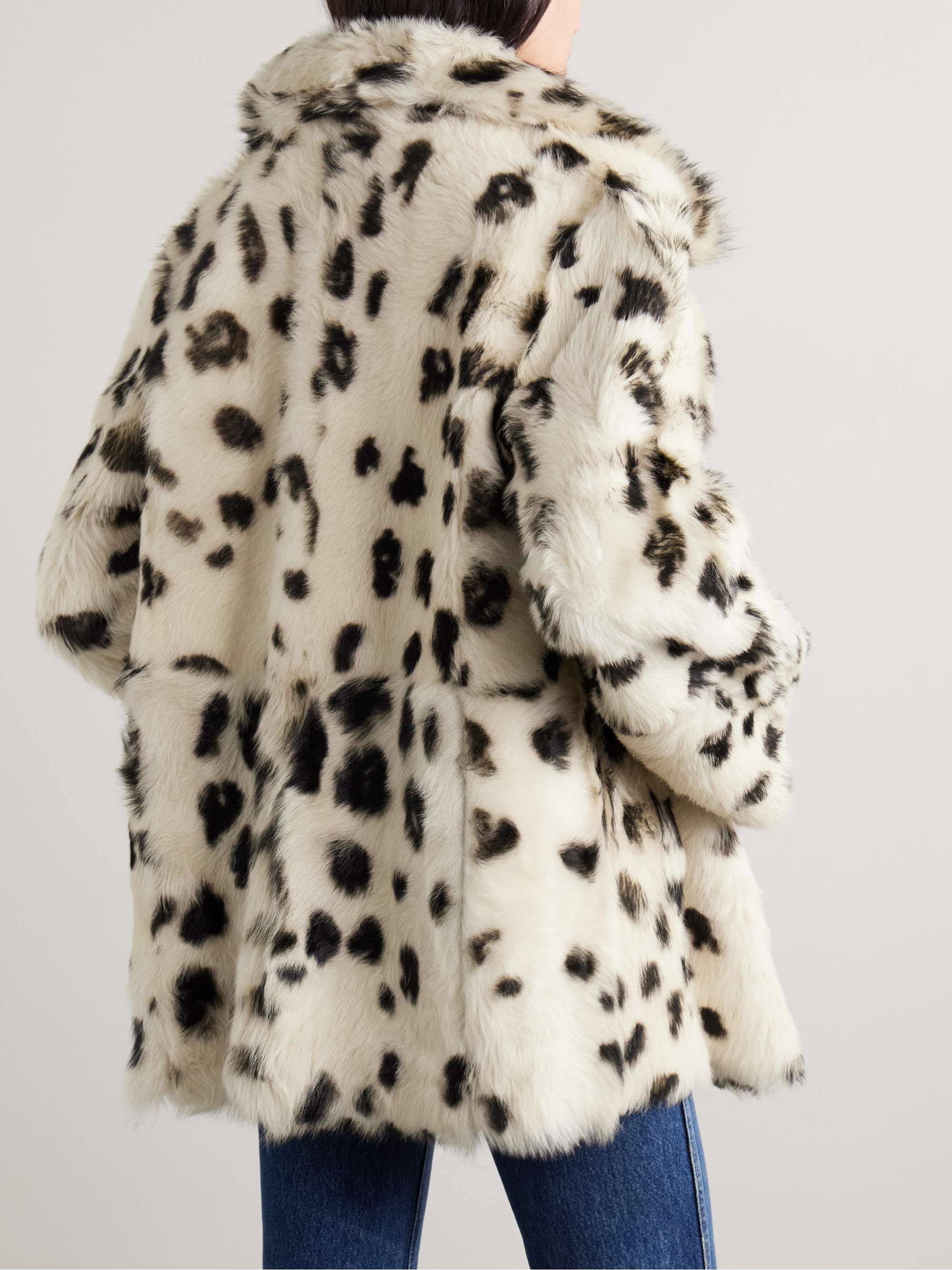 Dot printed shearling coat view