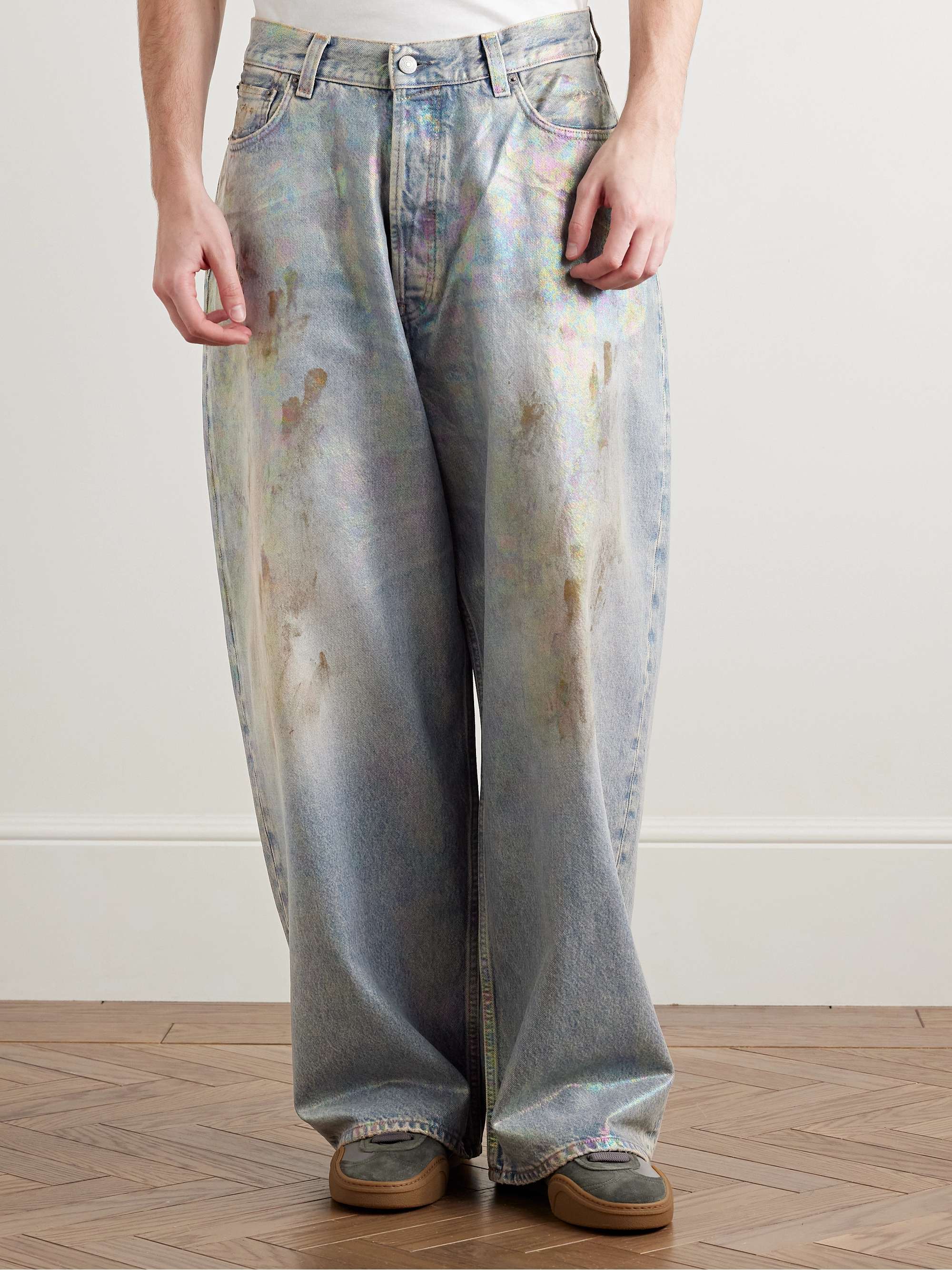 Dirty Halo Wide-Leg Distressed Iridescent Jeans view