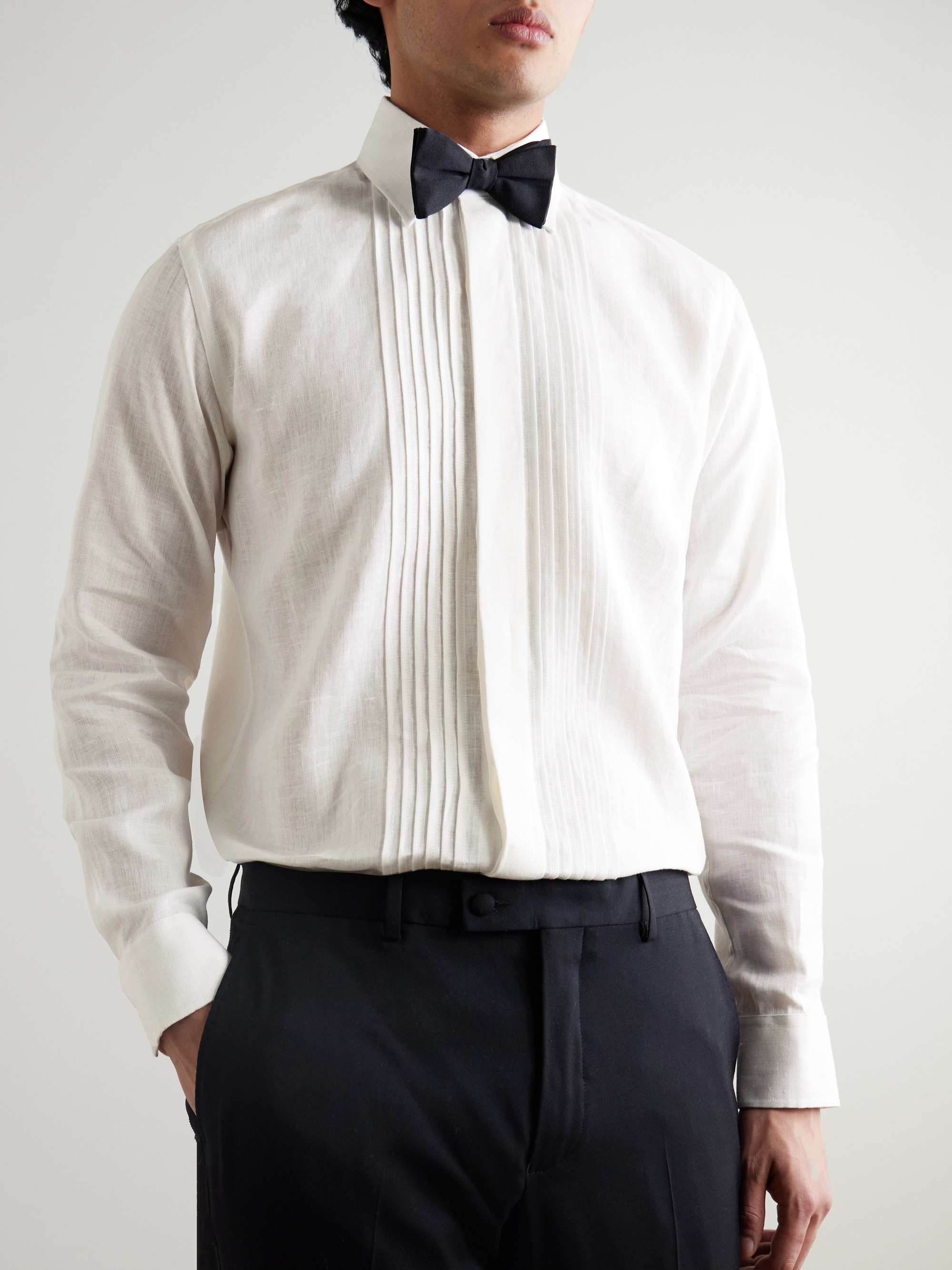 Pintucked Linen Tuxedo Shirt view