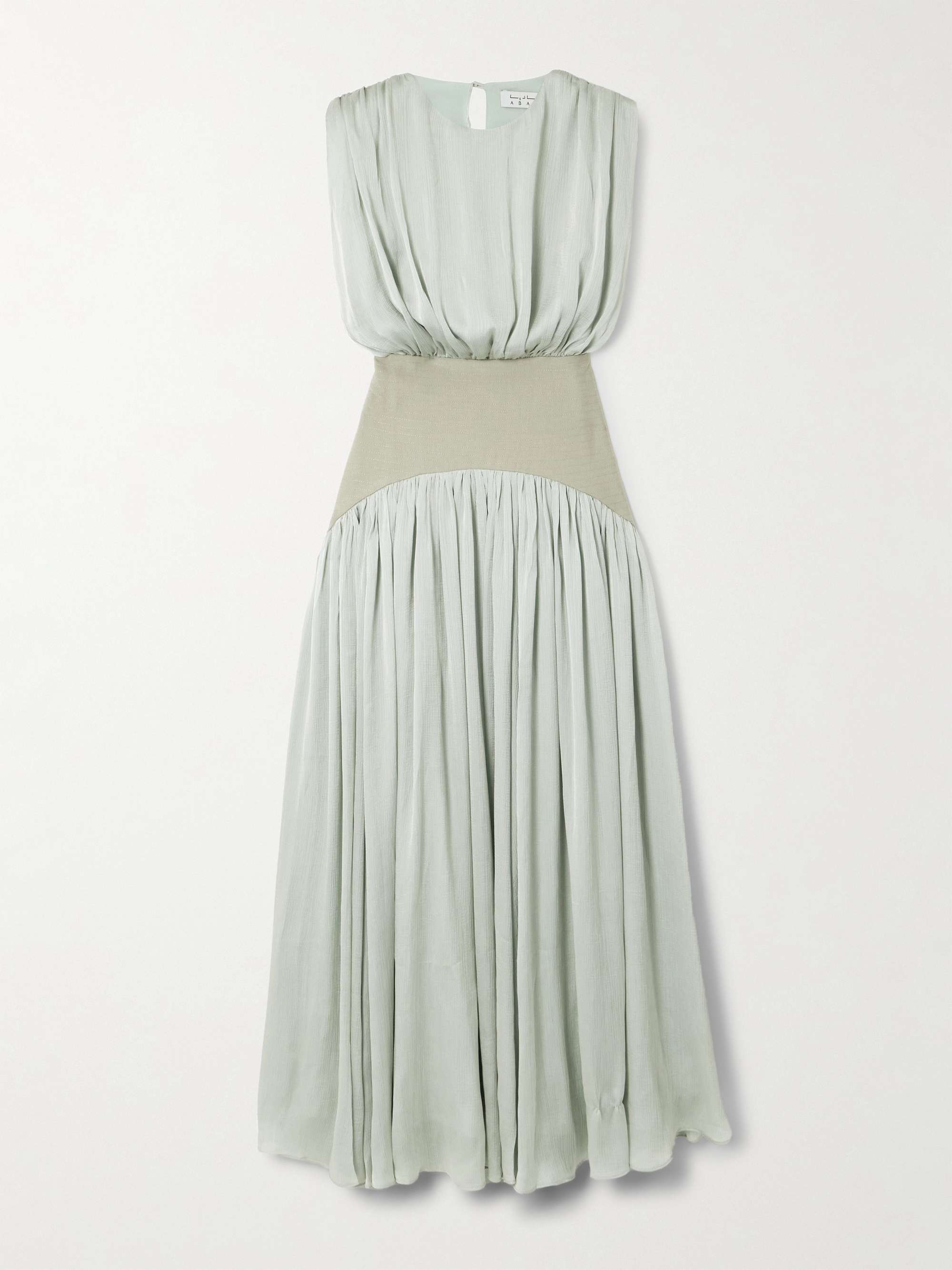 Suri pleated twill-trimmed crepon gown view
