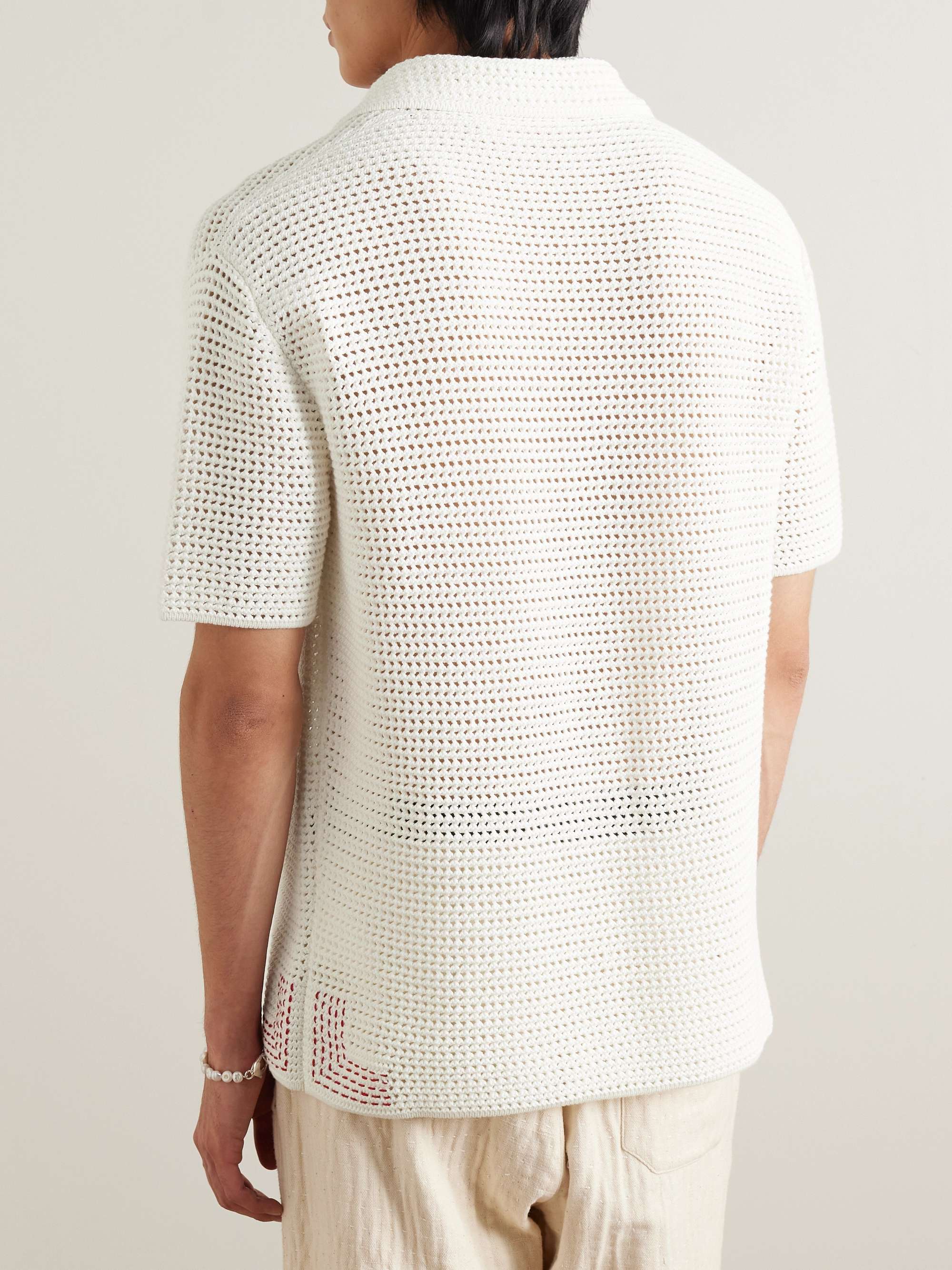 Batten Crocheted Cotton Polo Shirt view