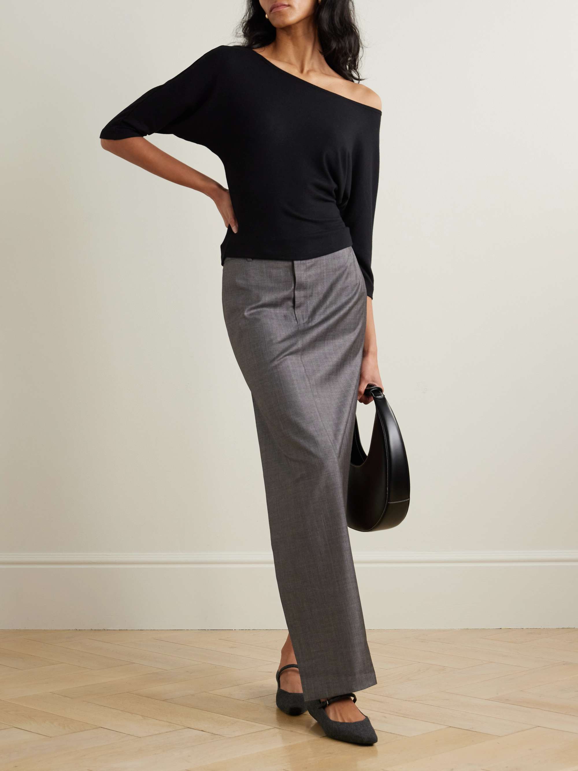 Lauren asymmetric off-the-shoulder jersey top view