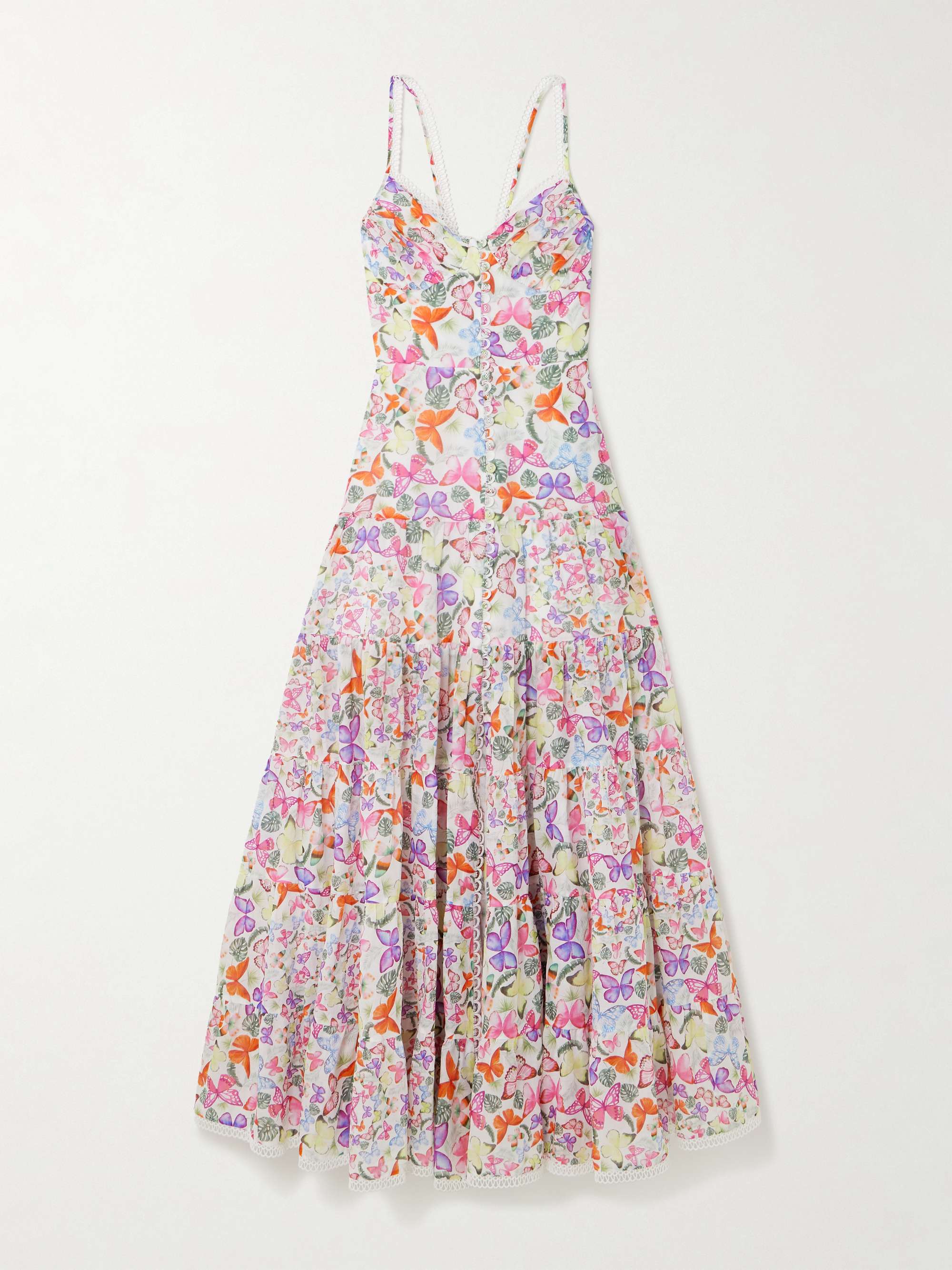 Melia tiered printed cotton-blend voile maxi dress view