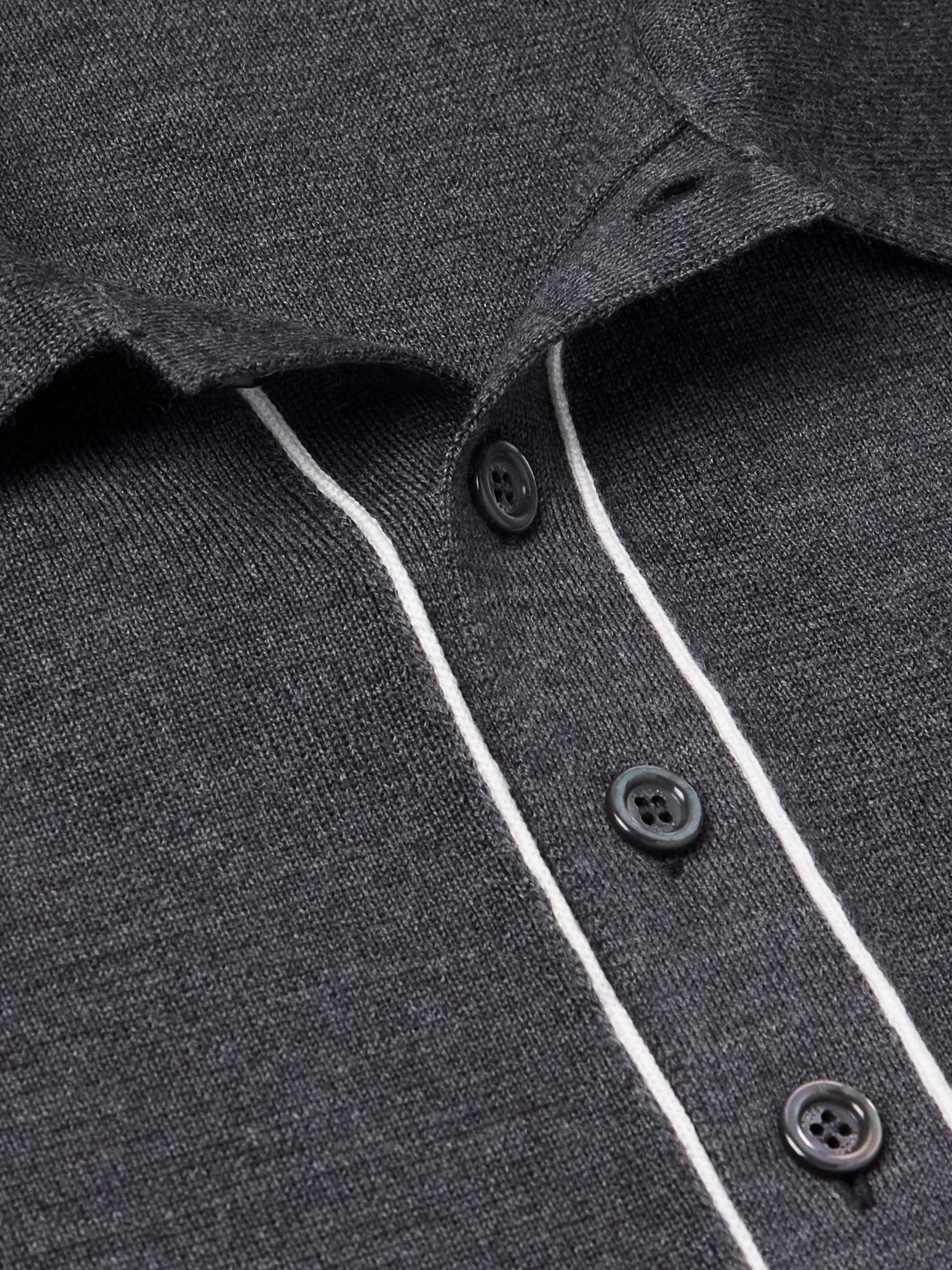 Logo-Intarsia Wool Polo Shirt view