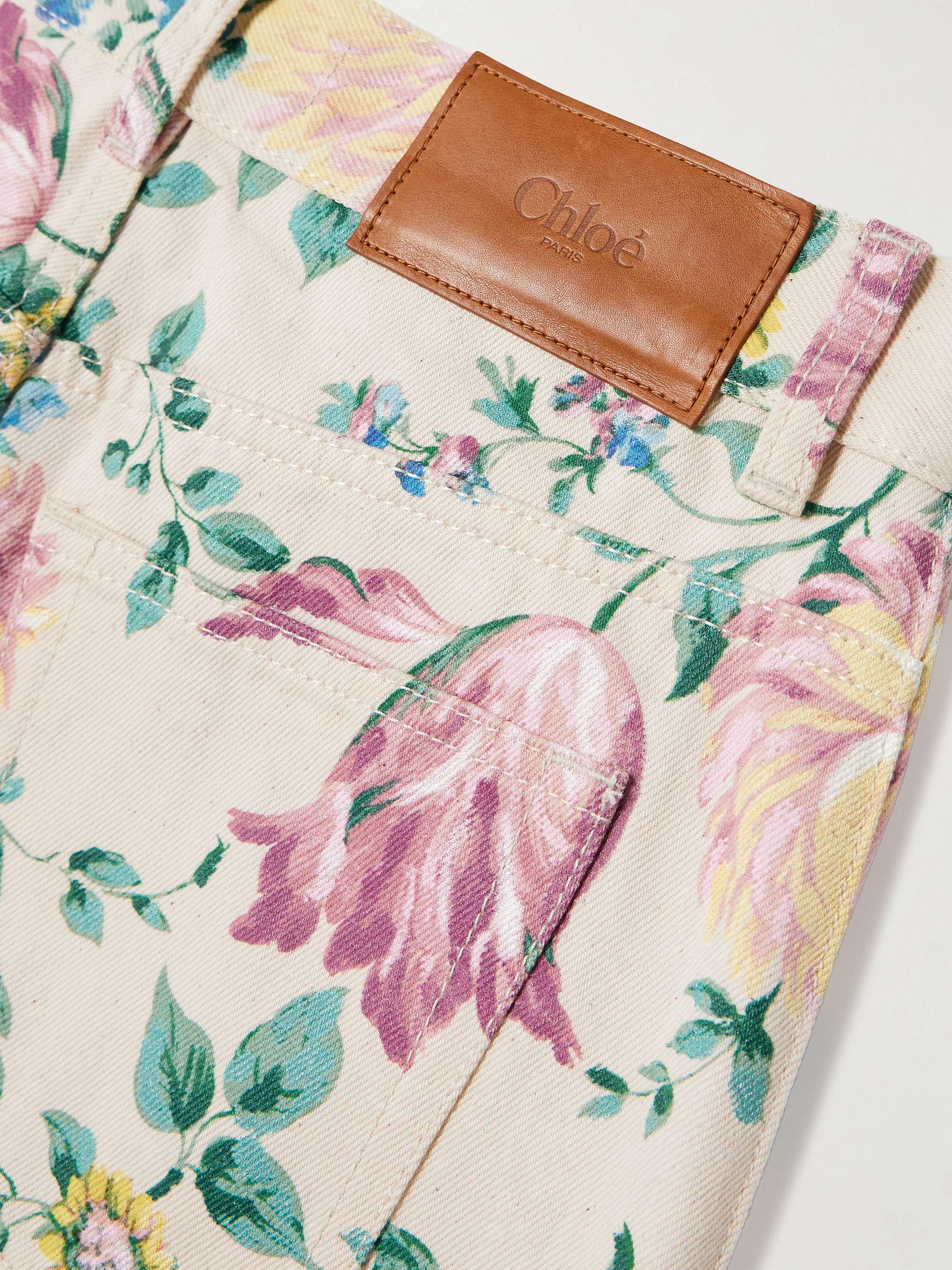Floral-print high-rise straight-leg jeans view