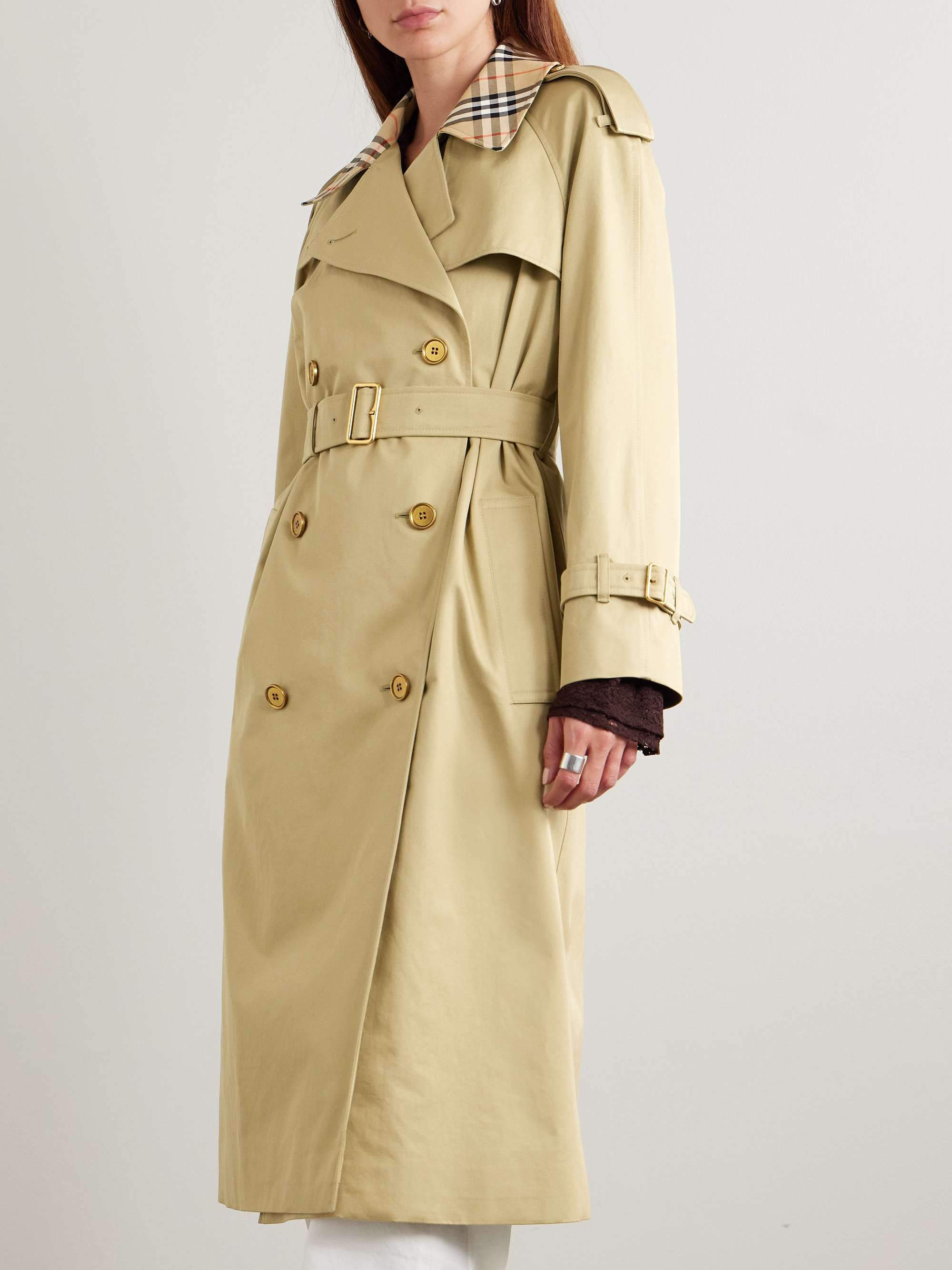 Castleford checked cotton-gabardine trench coat view