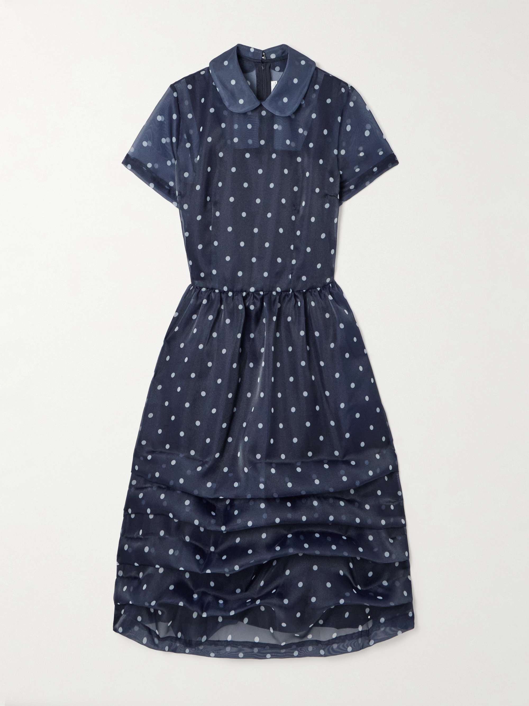 Tiered polka-dot organza midi dress view