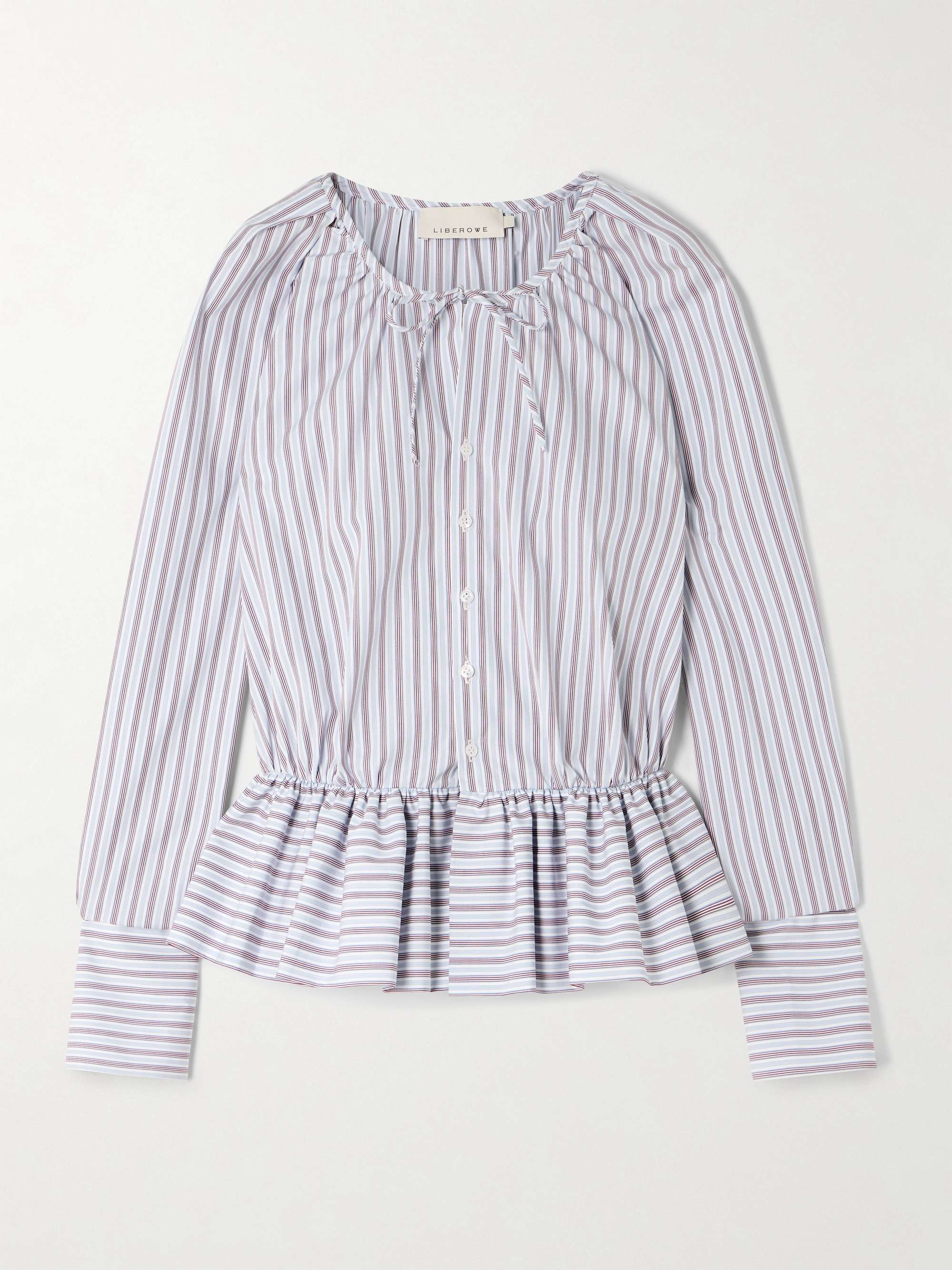 + The Vanguard striped cotton-poplin peplum blouse view