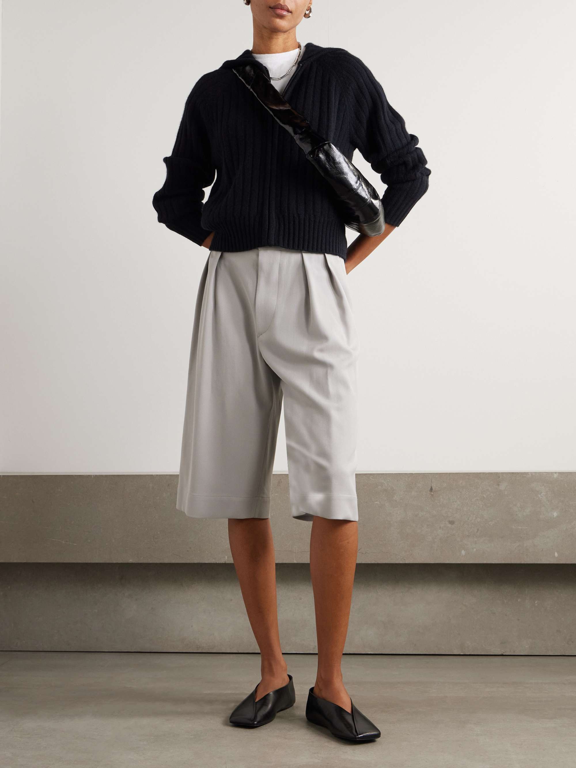 Ribbed recycled-cashmere hoodie view