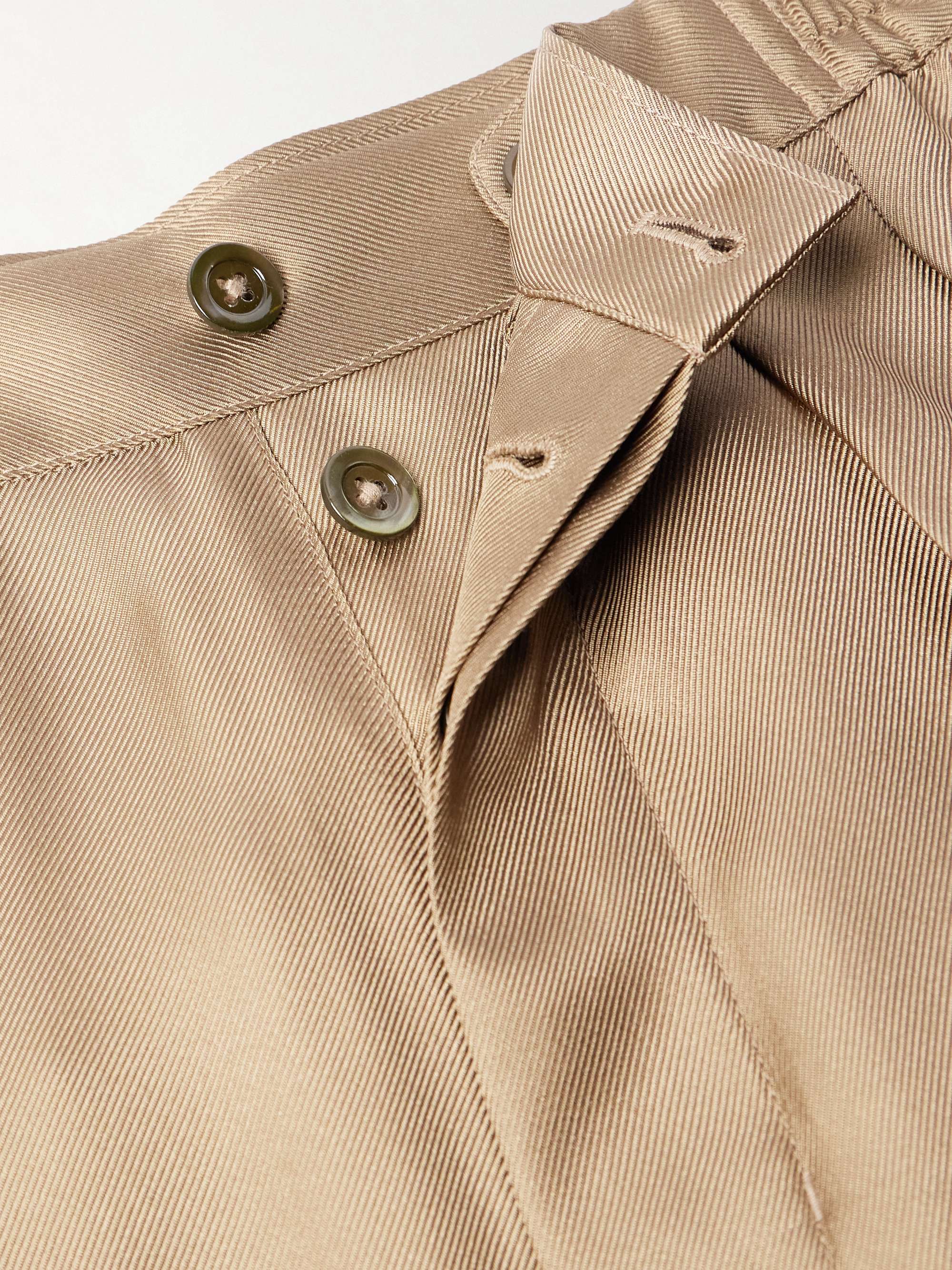Straight-Leg Pleated Silk-Twill Trousers view