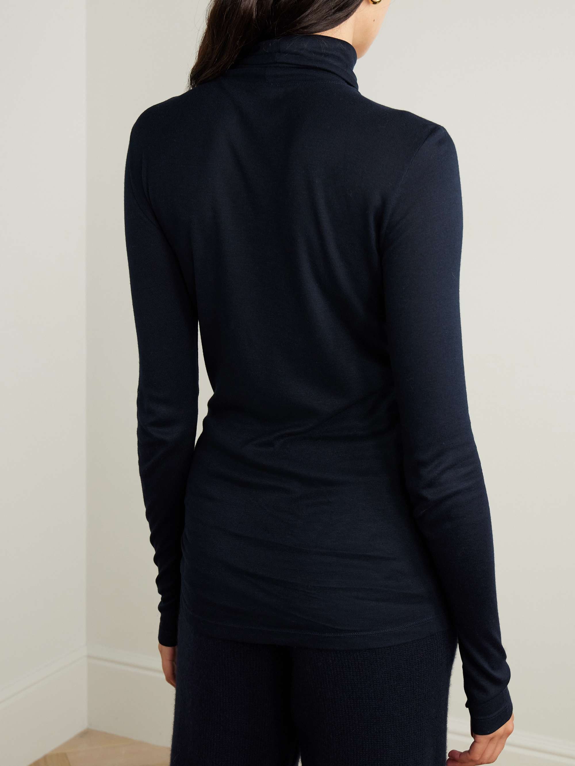 Ribbed jersey turtleneck top view