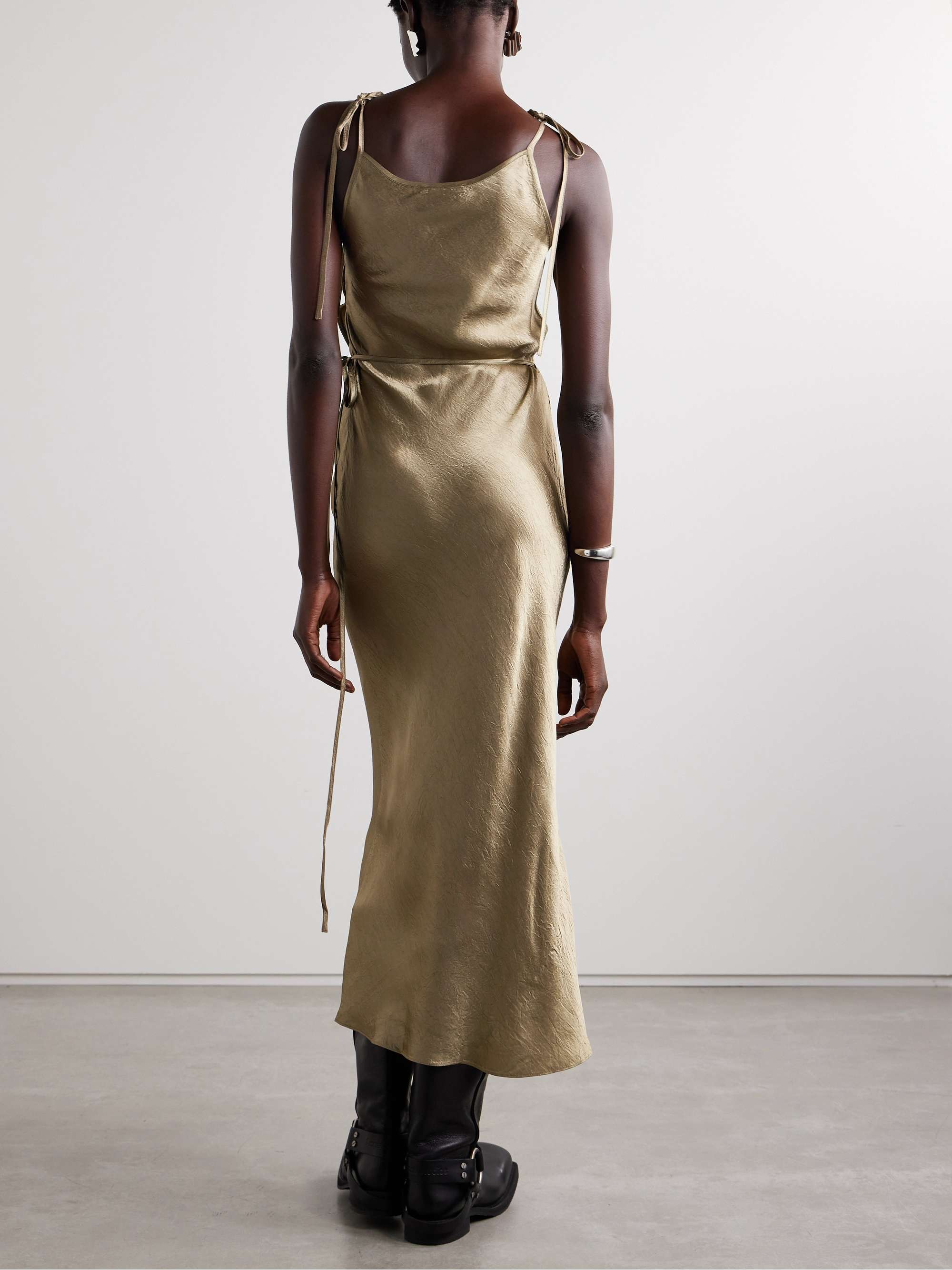 Hammered-satin wrap midi dress view