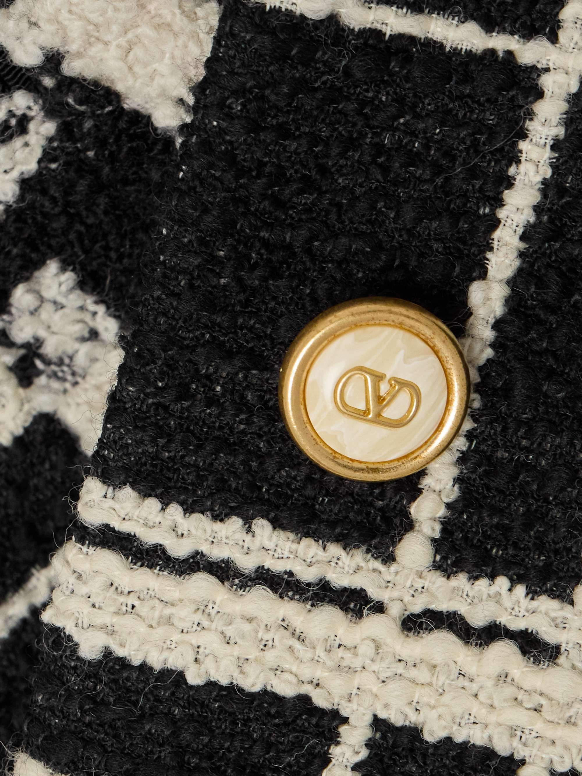 Cropped checked wool-blend tweed jacket view