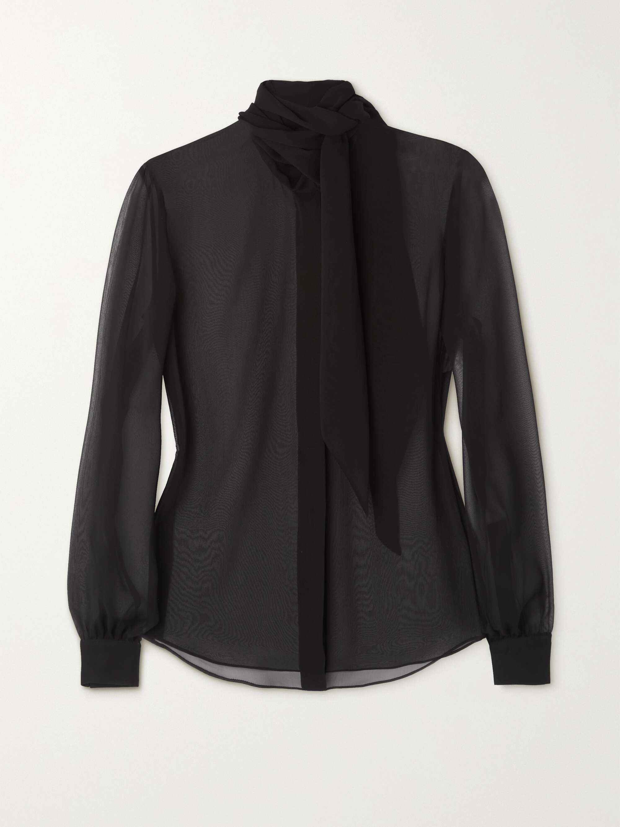 Tie-detailed silk-chiffon blouse view