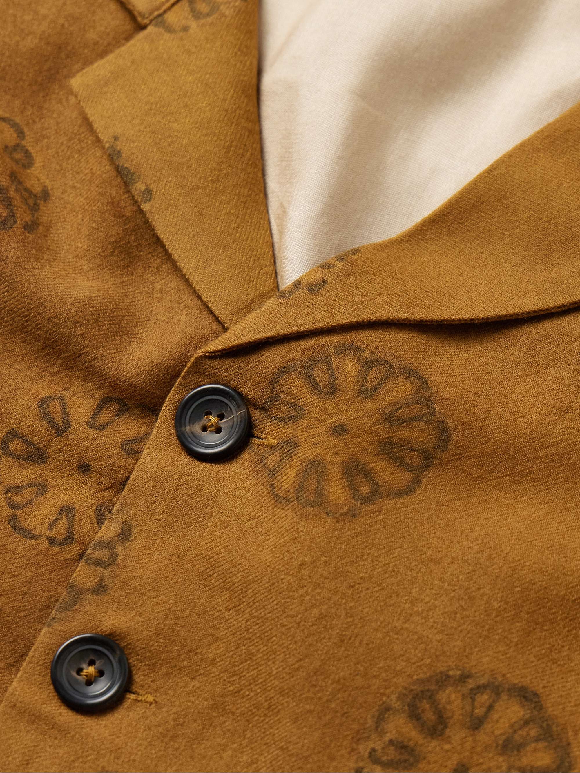 Holkar Camp-Collar Printed Wool-Flannel Overshirt view