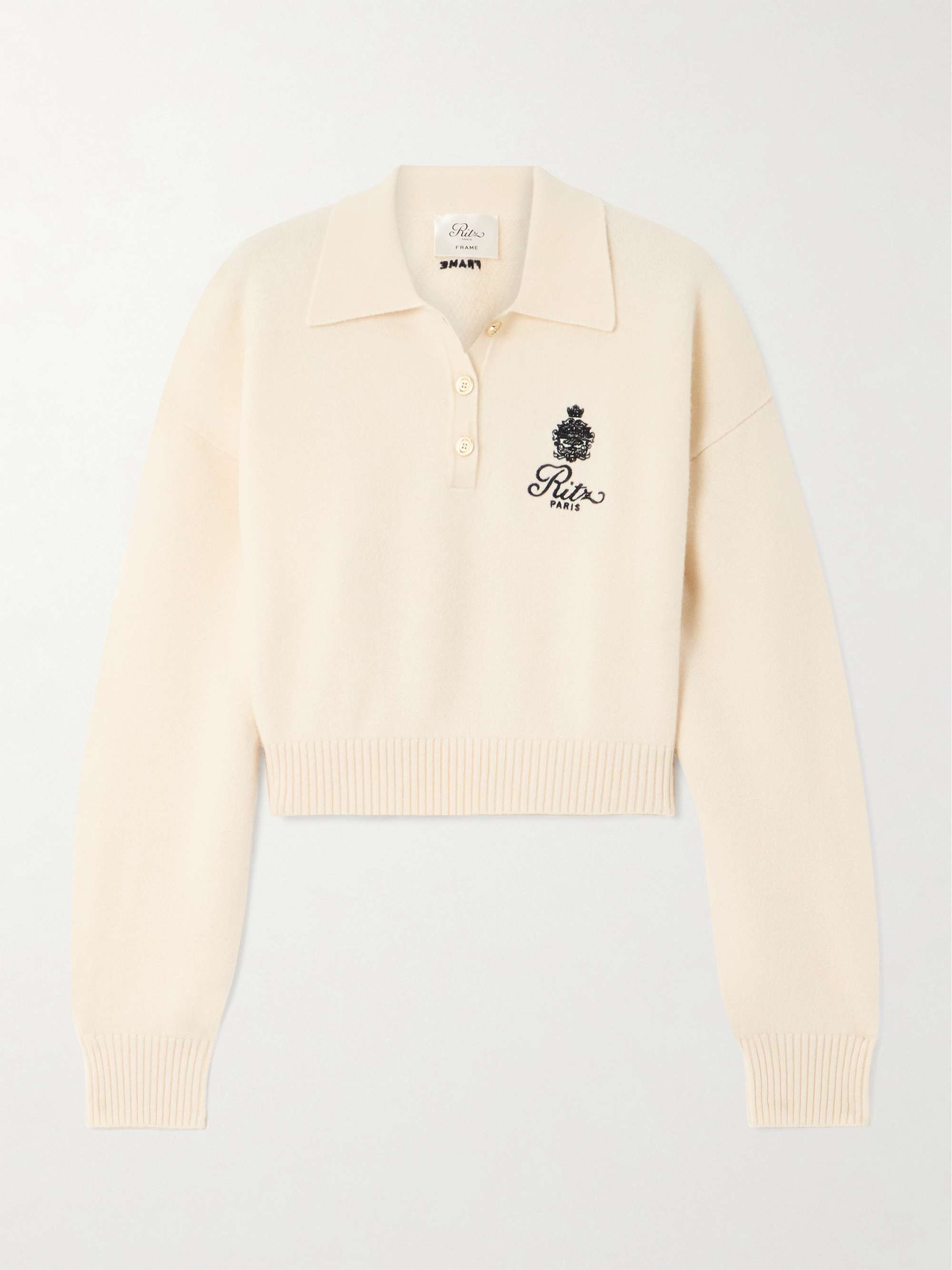 + Ritz Paris embroidered cashmere polo sweater view