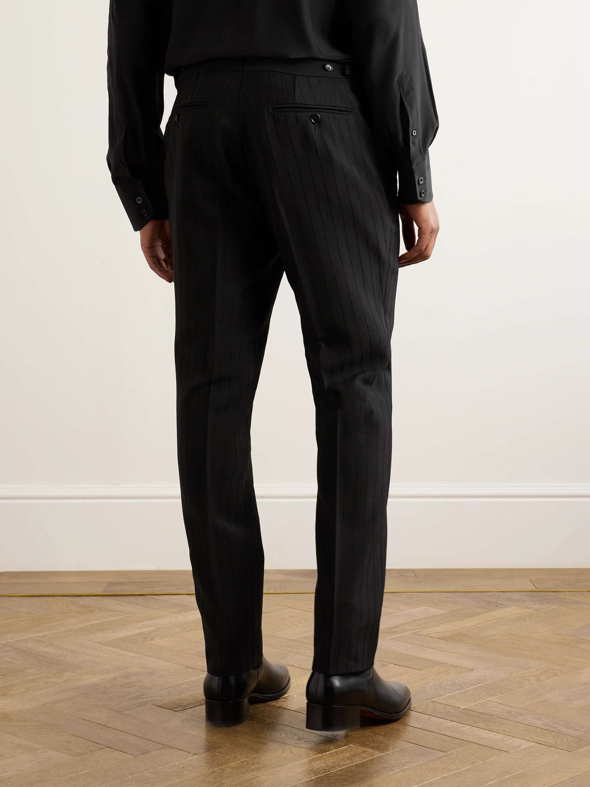 Straight-Leg Striped Mohair and Wool-Blend Trousers view