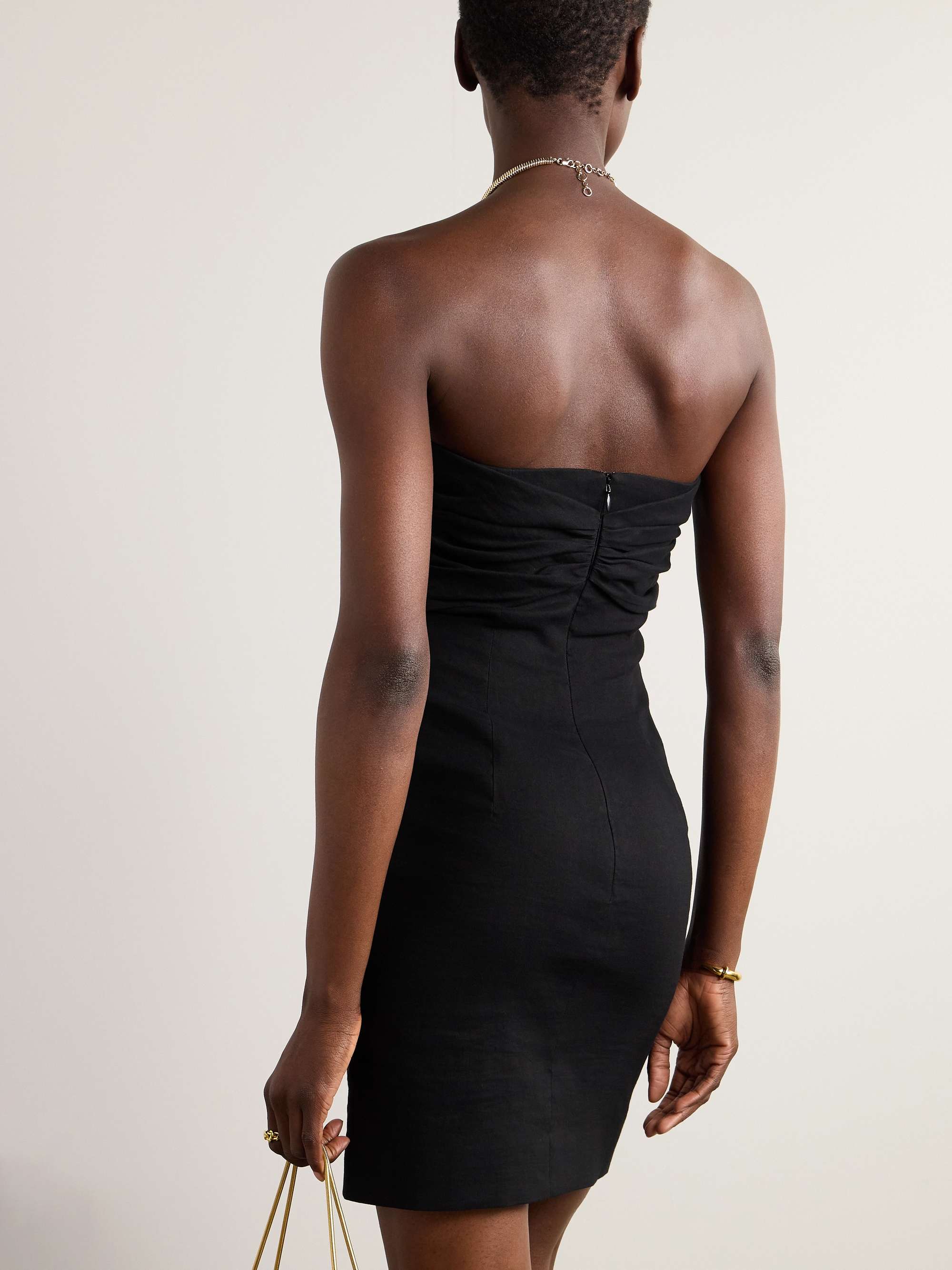 Dipti strapless tie-front stretch linen and cotton-blend mini dress view