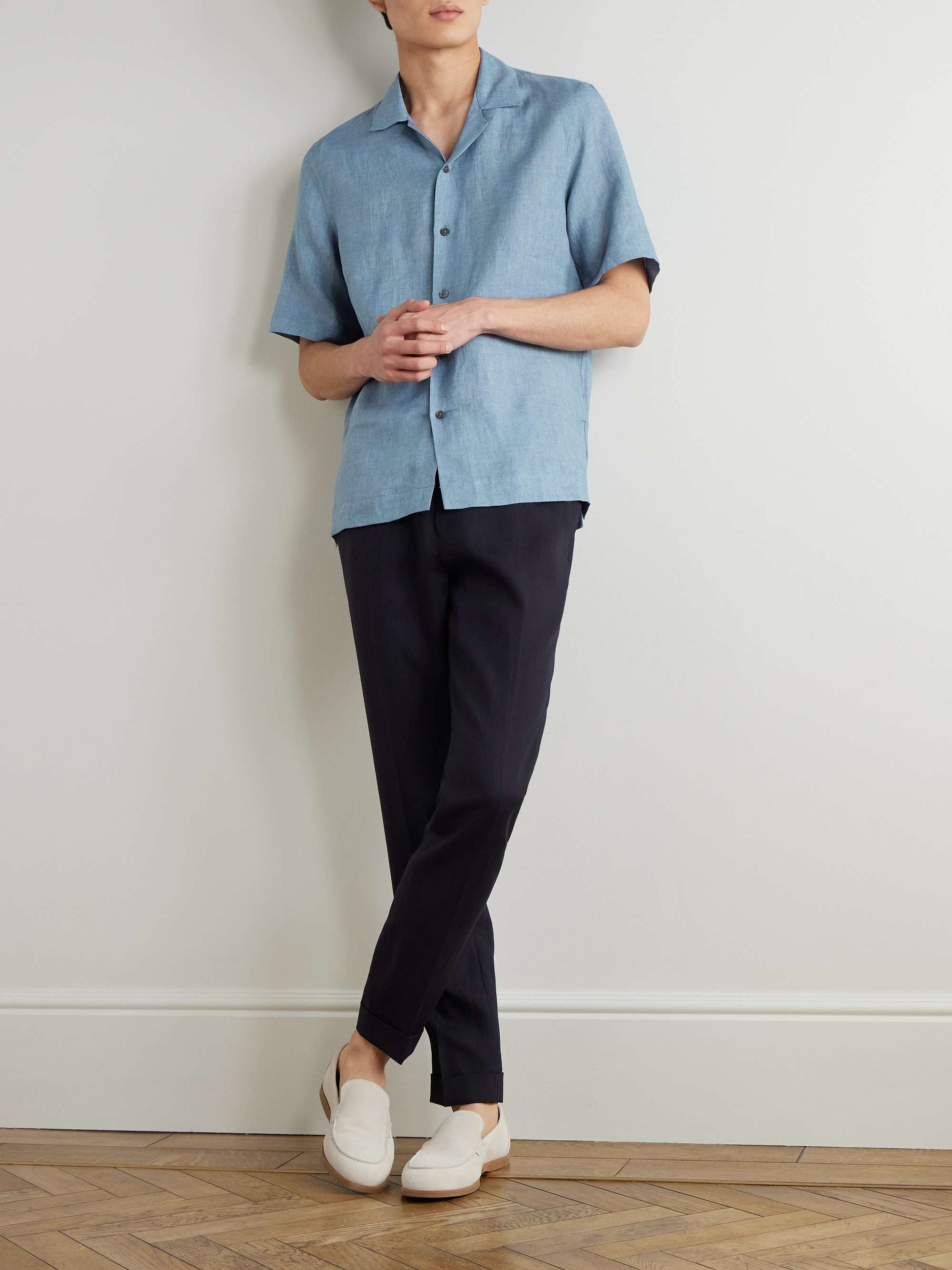 Convertible-Collar Linen Shirt view