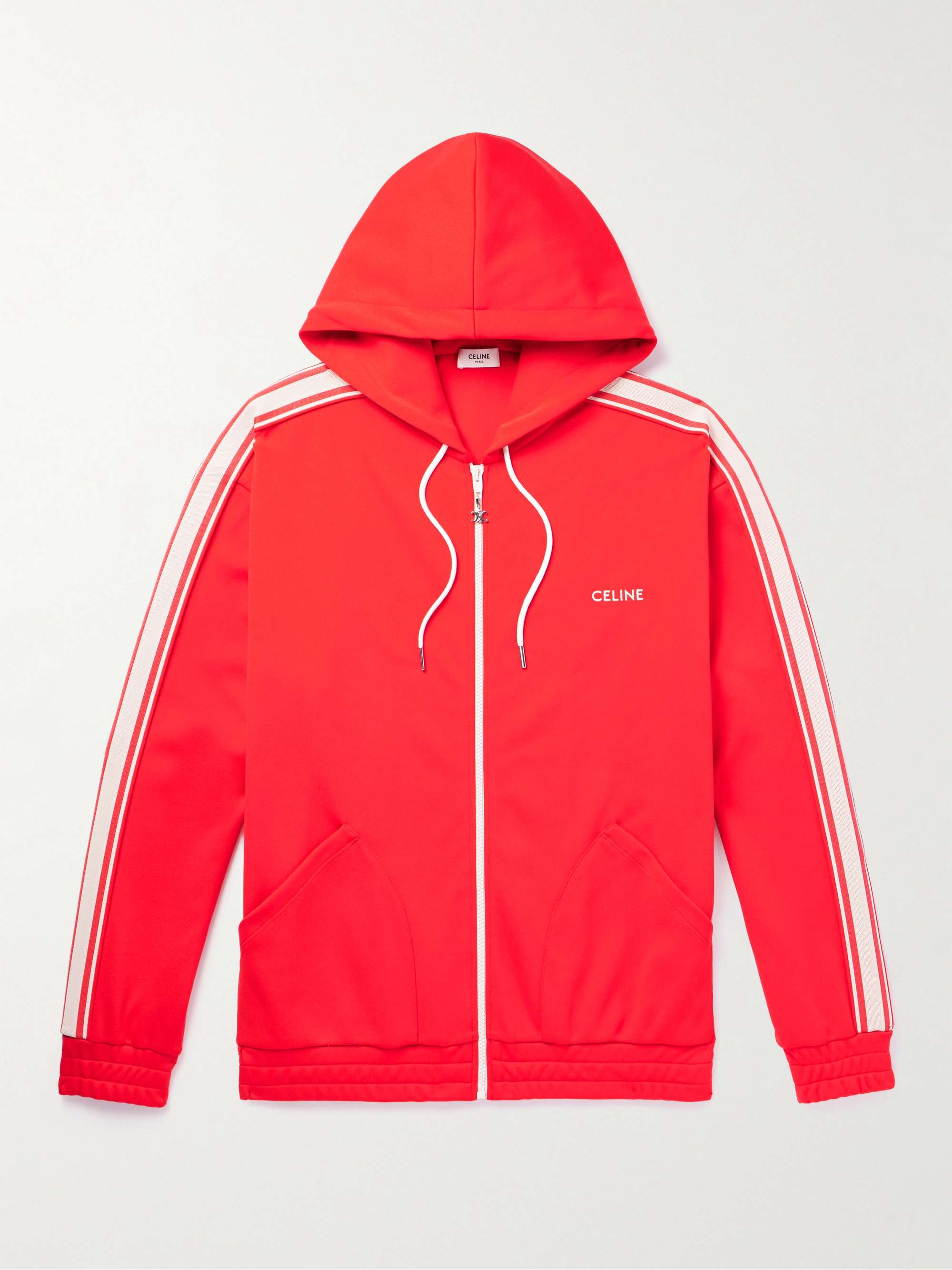 Logo-Embroidered Striped Jersey Zip-Up Hoodie view