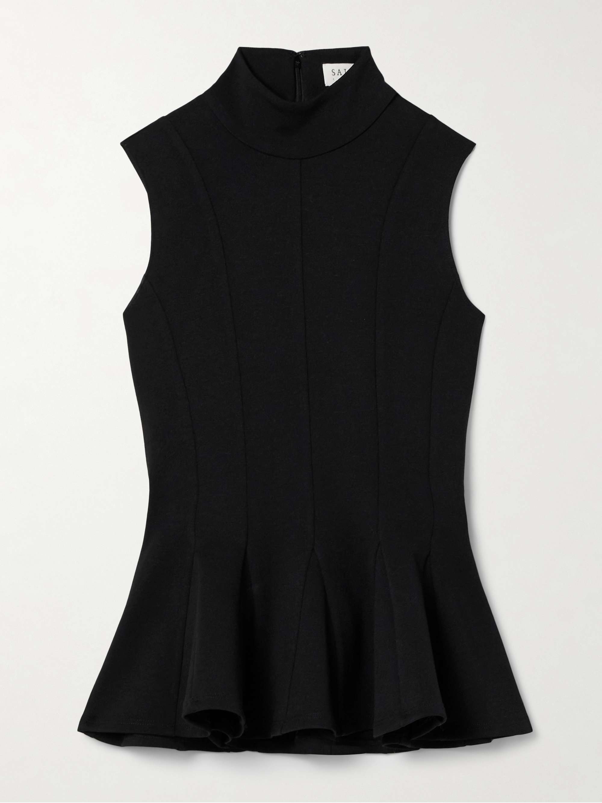 Ismay paneled wool-blend peplum turtleneck top view