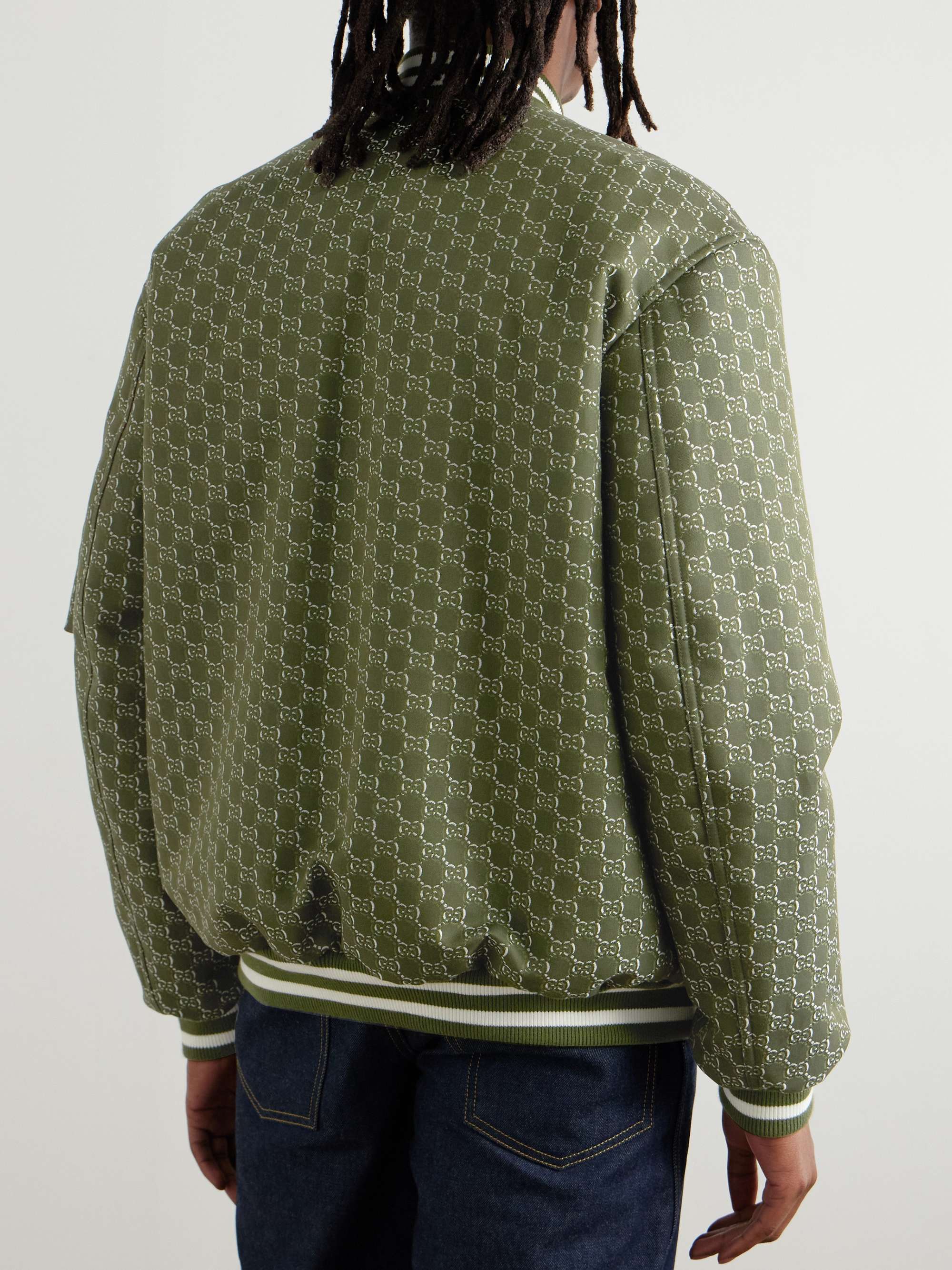 Logo-Jacquard Padded Cotton-Twill Bomber Jacket view