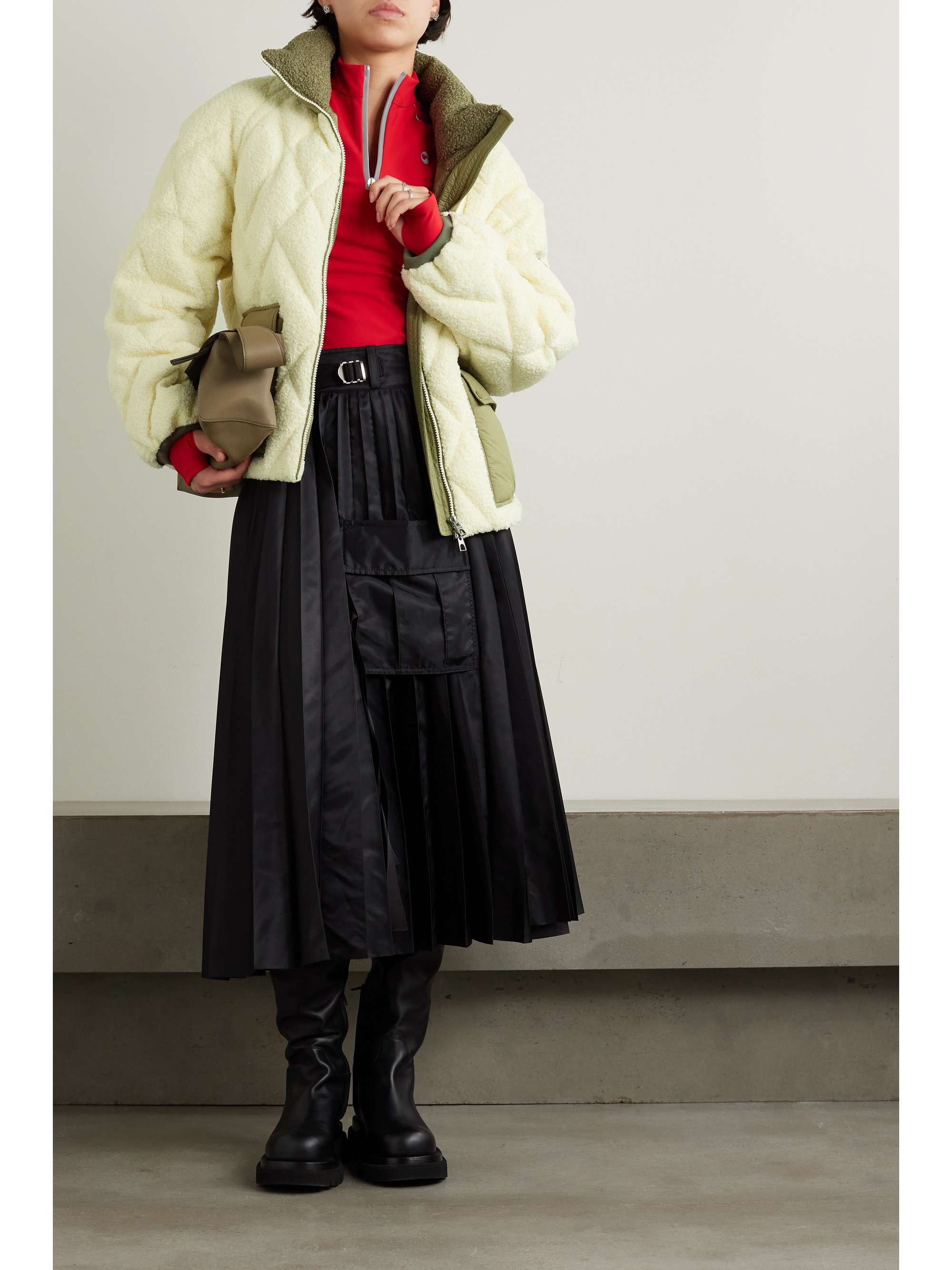 Jonquille shell-trimmed quilted fleece down jacket view