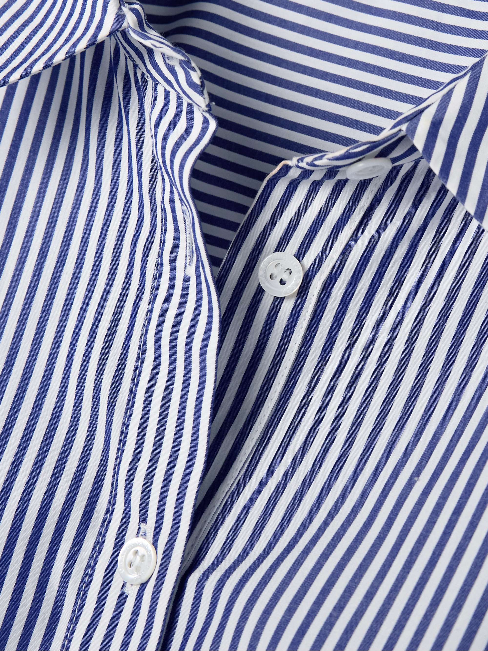 Ruffled guipure lace-trimmed striped cotton-poplin shirt view
