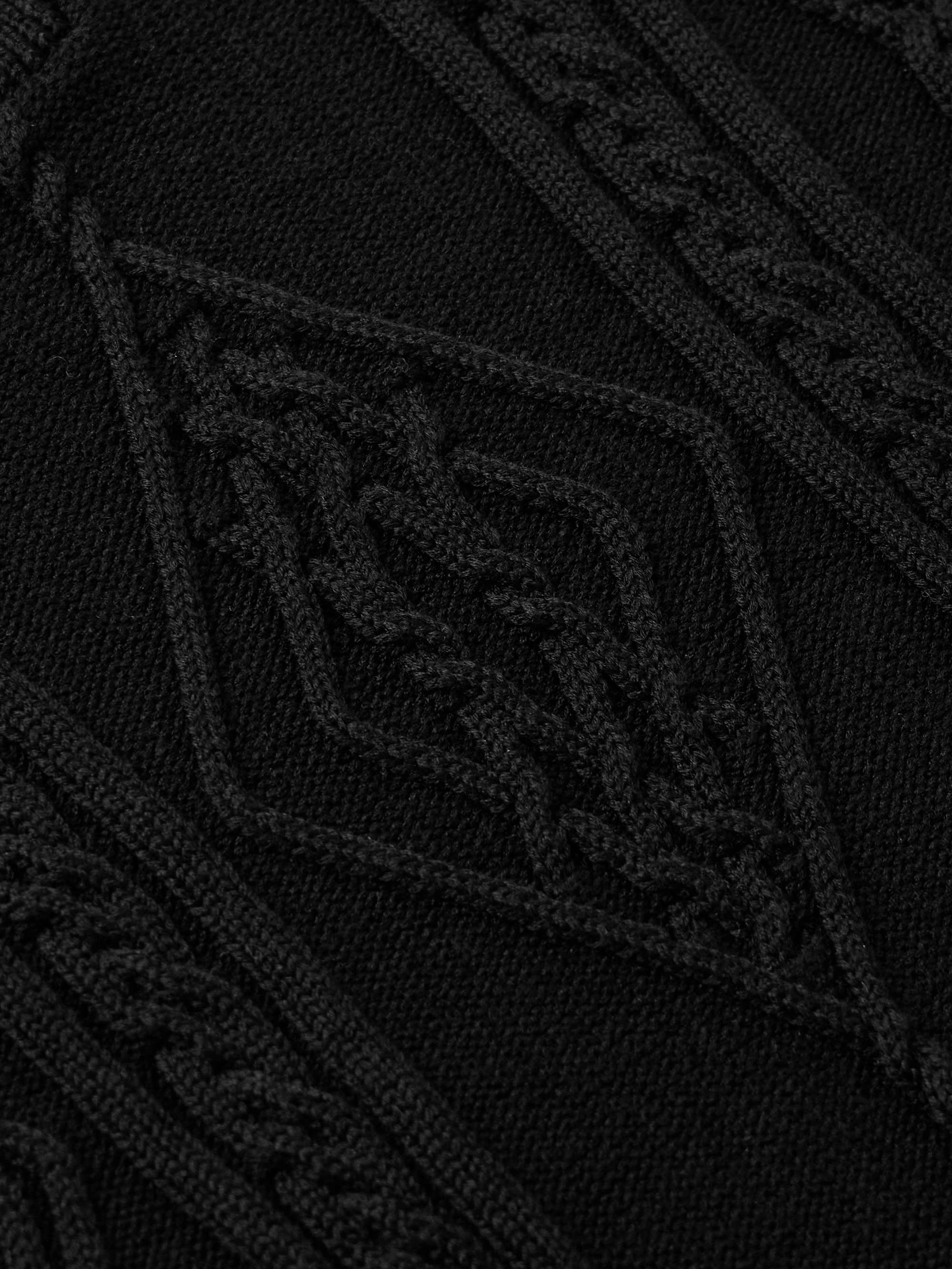 Anthony Cable-Knit Silk and Cotton-Blend Polo Shirt view